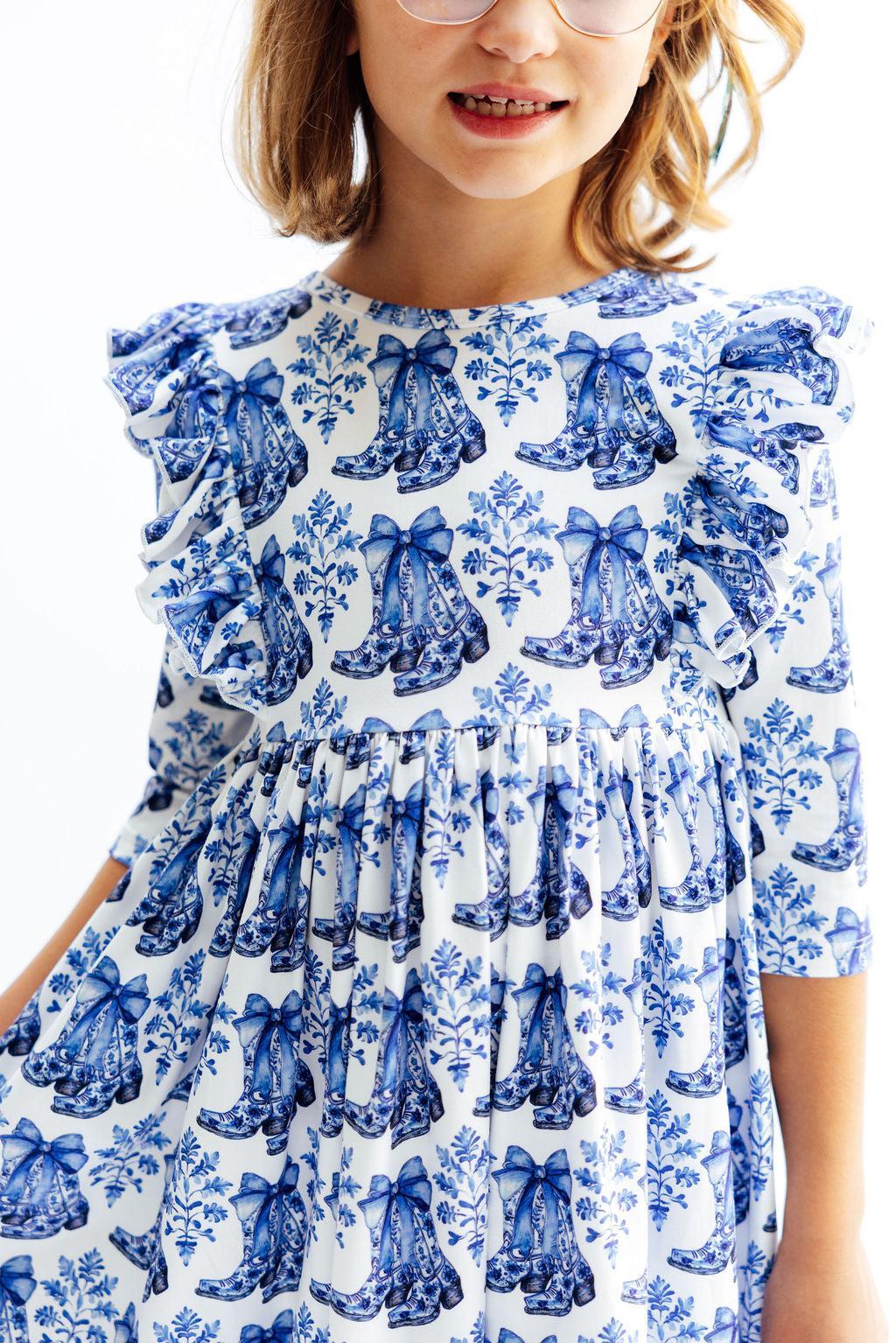 Southern Belle 3/4 Sleeve Ruffle Twirl Dress - Bexa Boutique