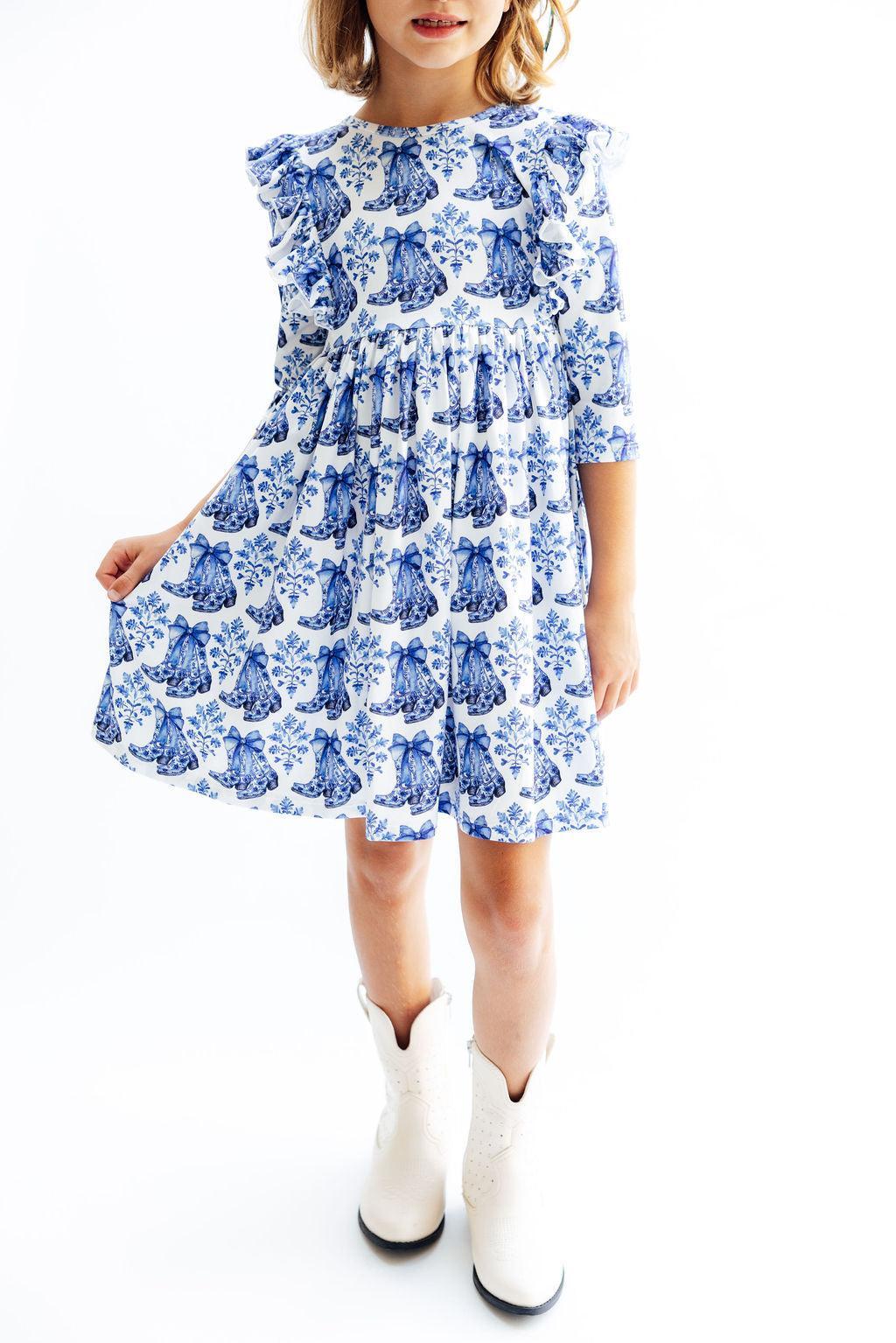 Southern Belle 3/4 Sleeve Ruffle Twirl Dress - Bexa Boutique