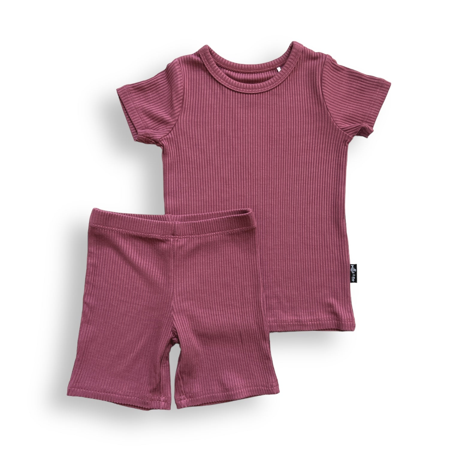 TWO PIECE SHORTIE SET- Mauve Ribbed - Bexa Boutique