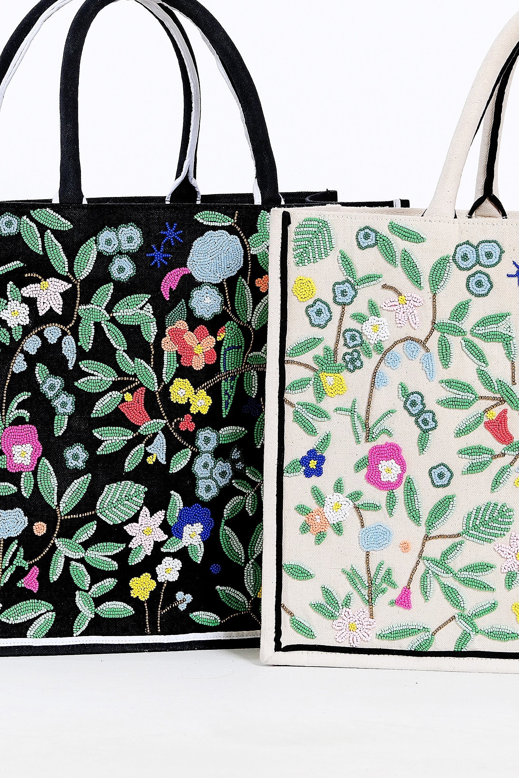 Black Floral Tote Collab with SHERIDAN FRENCH Bag