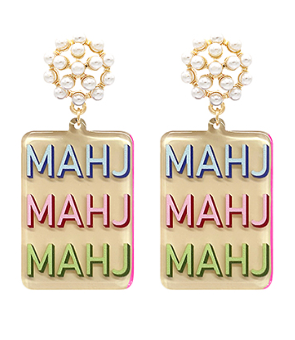 Mahjong Earrings - MAHJ, MAHJ, MAHJ - Bexa Boutique