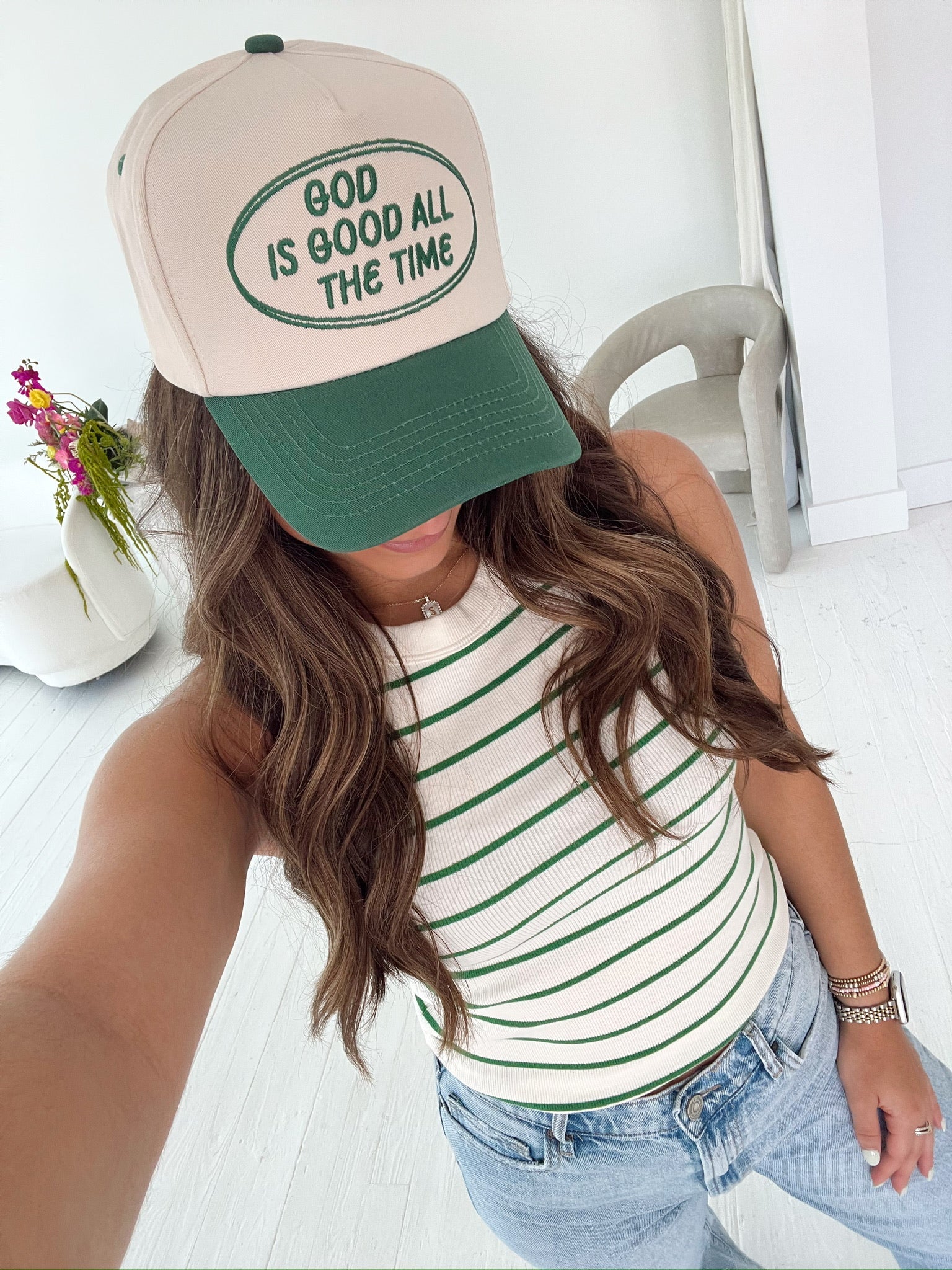 God is Good - Green Vintage Trucker Hat - Bexa Boutique