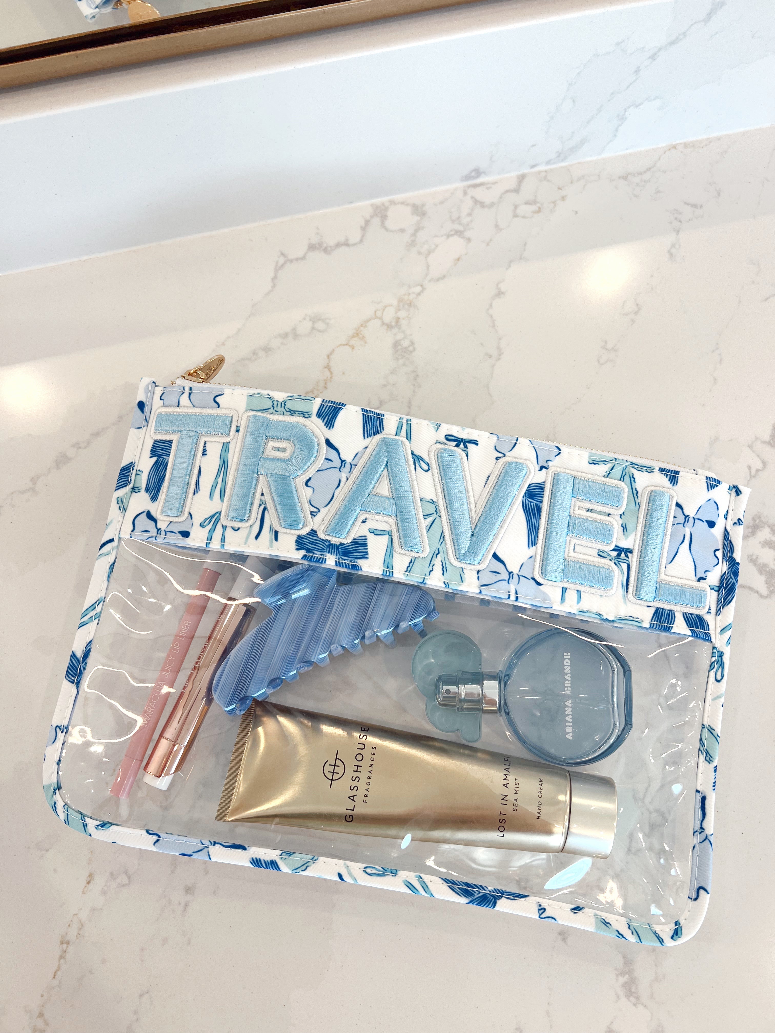 Travel - Blue Bow Clear Pouch - Bexa Boutique