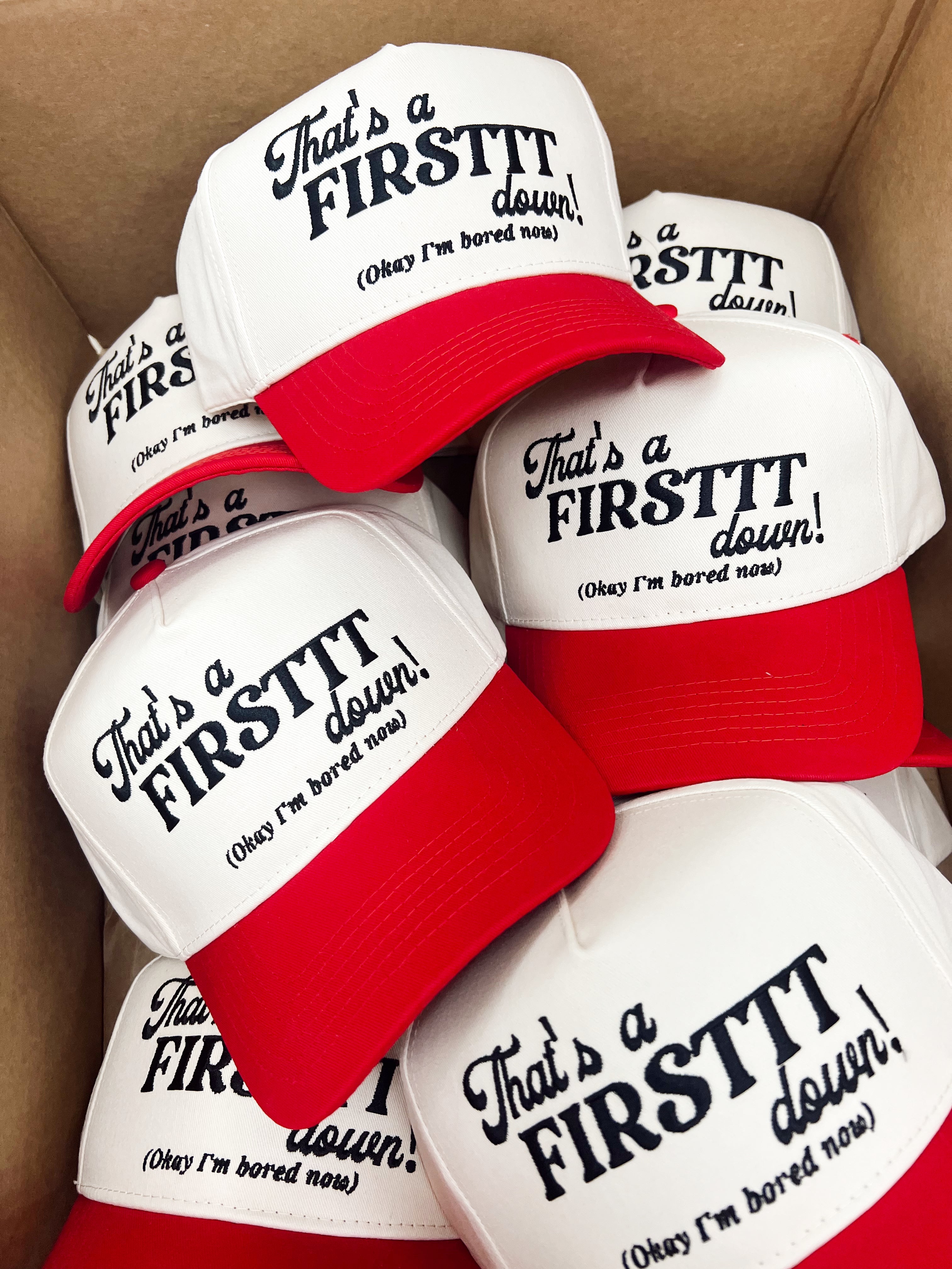 That's a Firstttt Down Vintage Trucker Hat - Red - Bexa Boutique