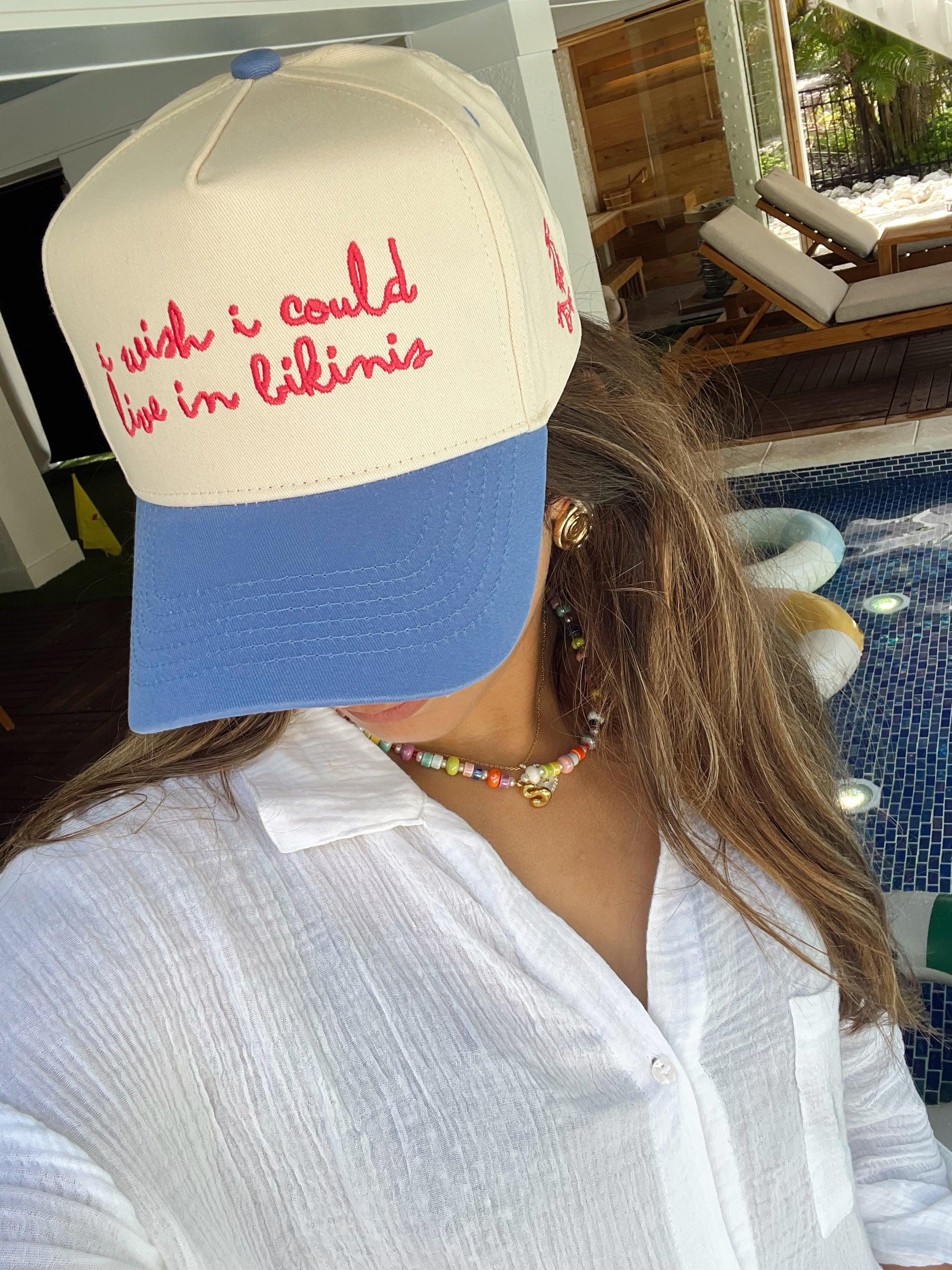 I Wish I Could Live in Bikinis - Periwinkle Vintage Trucker Hat - Bexa Boutique