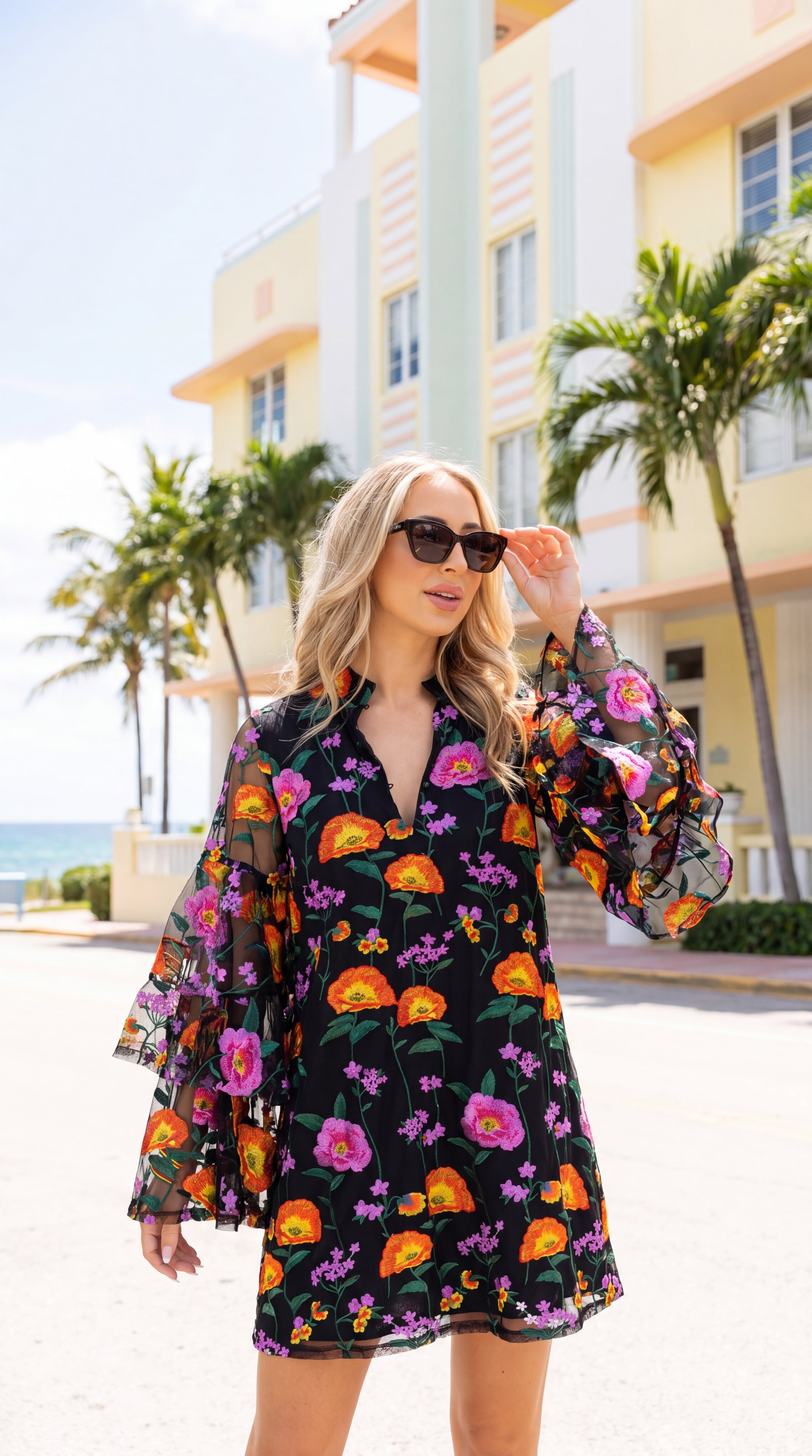Gayle Long Sleeve Mini Dress - Westwind - Bexa Boutique