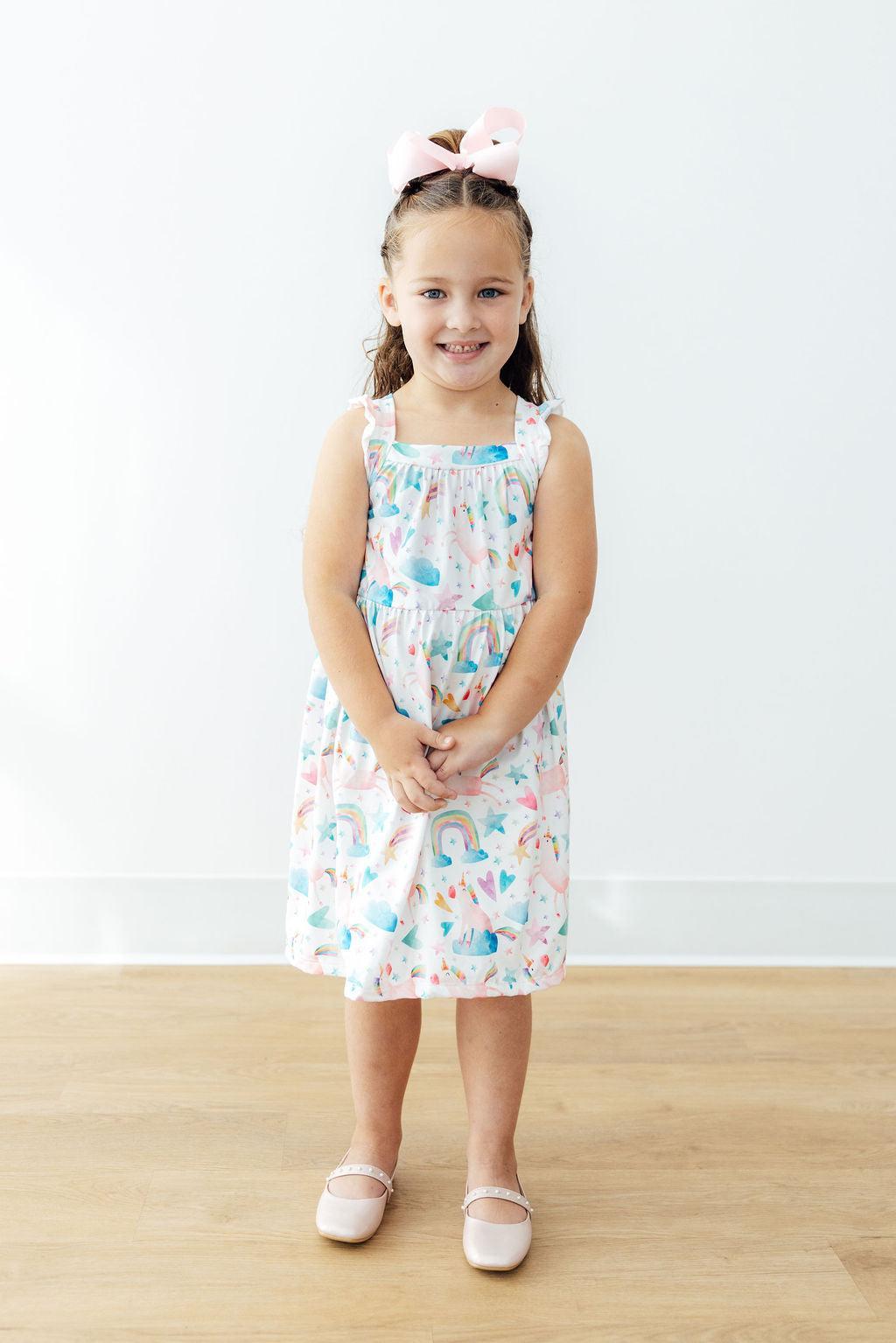 Unicorn Kisses Ruffle Cross Back Dress - Bexa Boutique