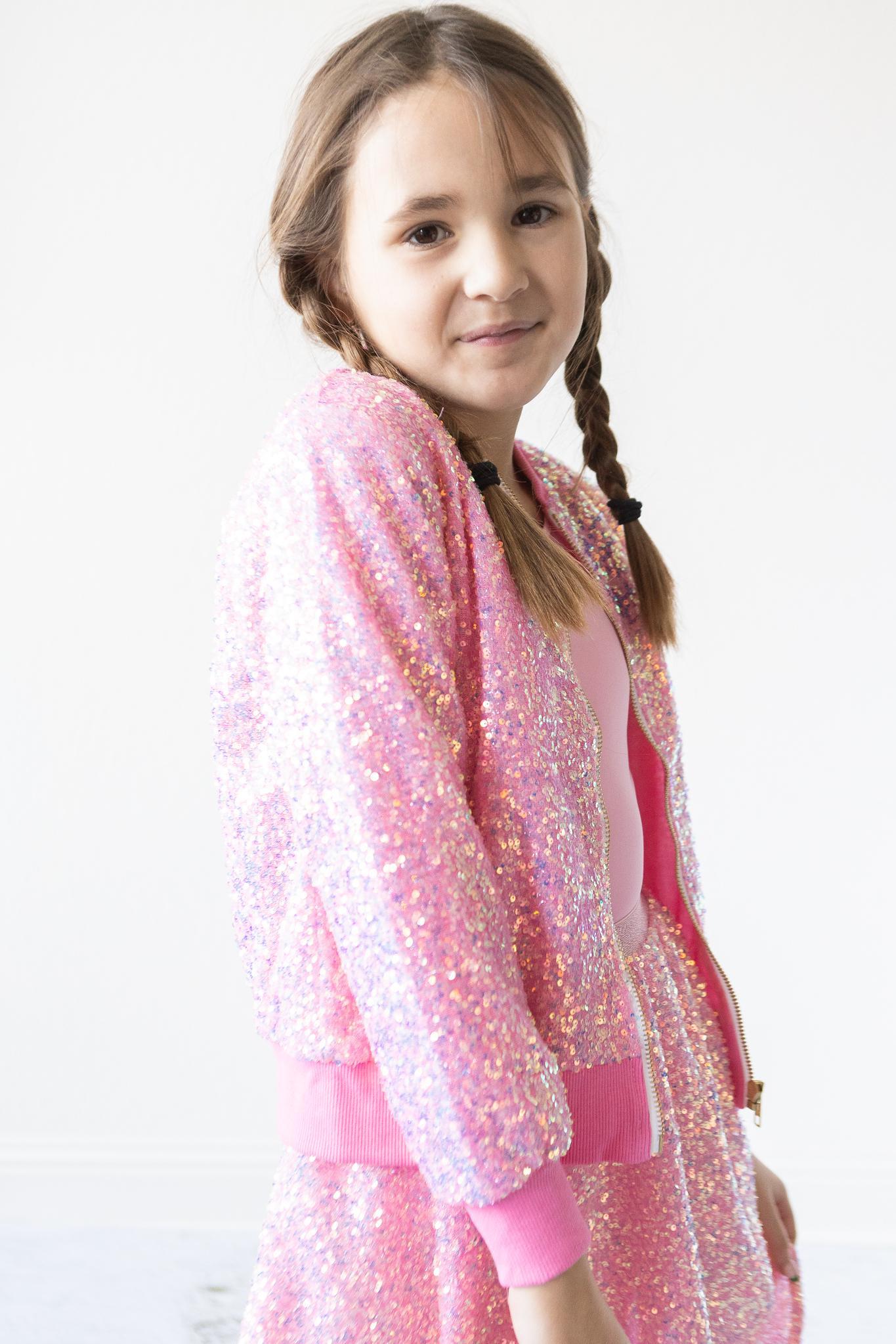 Bubblegum Pink Sequin Jacket - Bexa Boutique