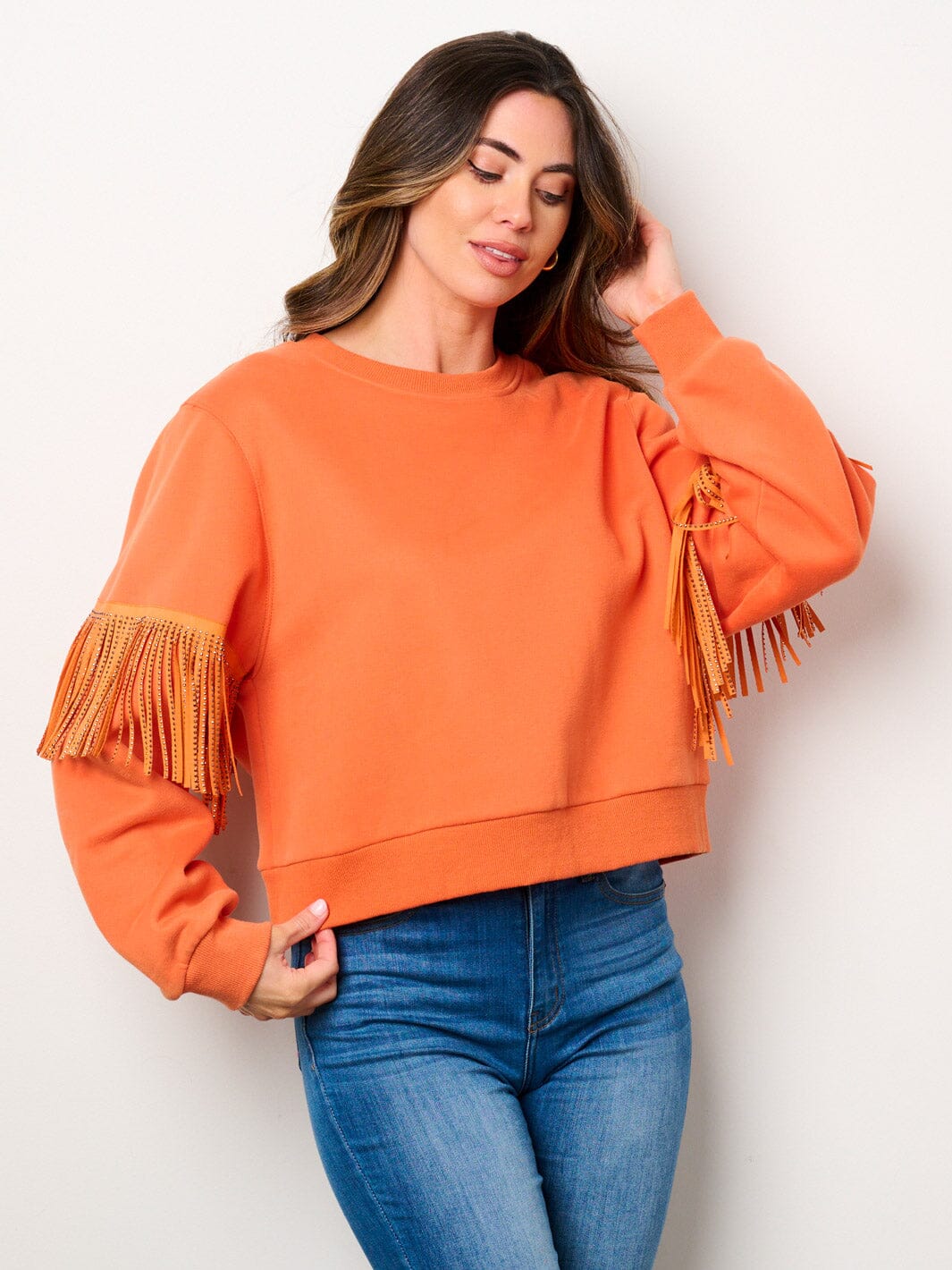 Sweatshirt with fringe on sale