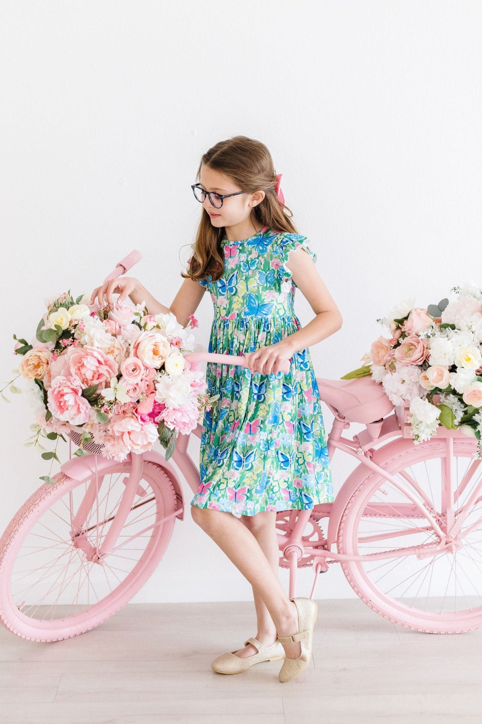 Watercolor Butterflies Flutter Sleeve Twirl Dress - Bexa Boutique