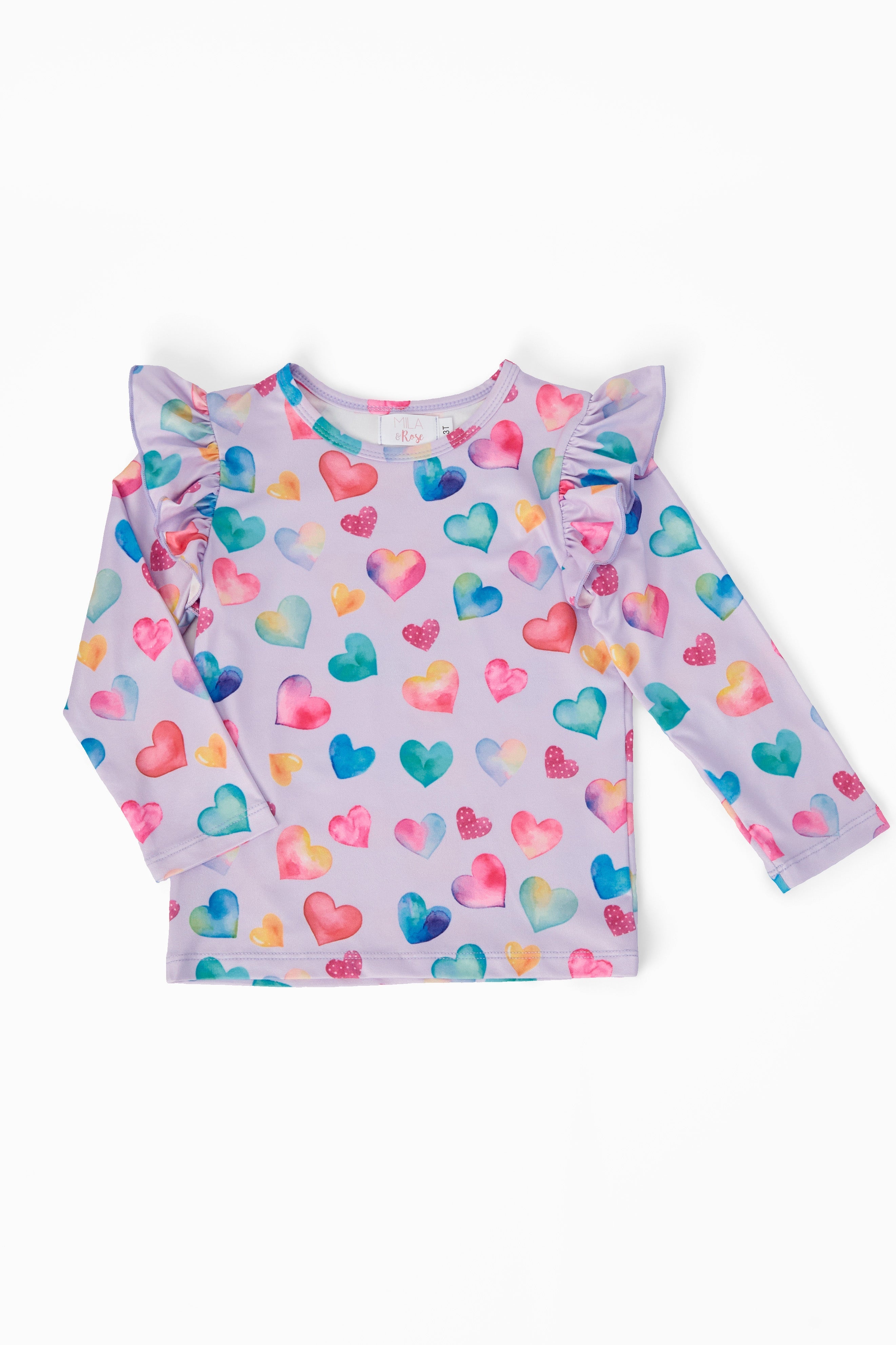 Watercolor Kisses L/S Ruffle Tee - Bexa Boutique