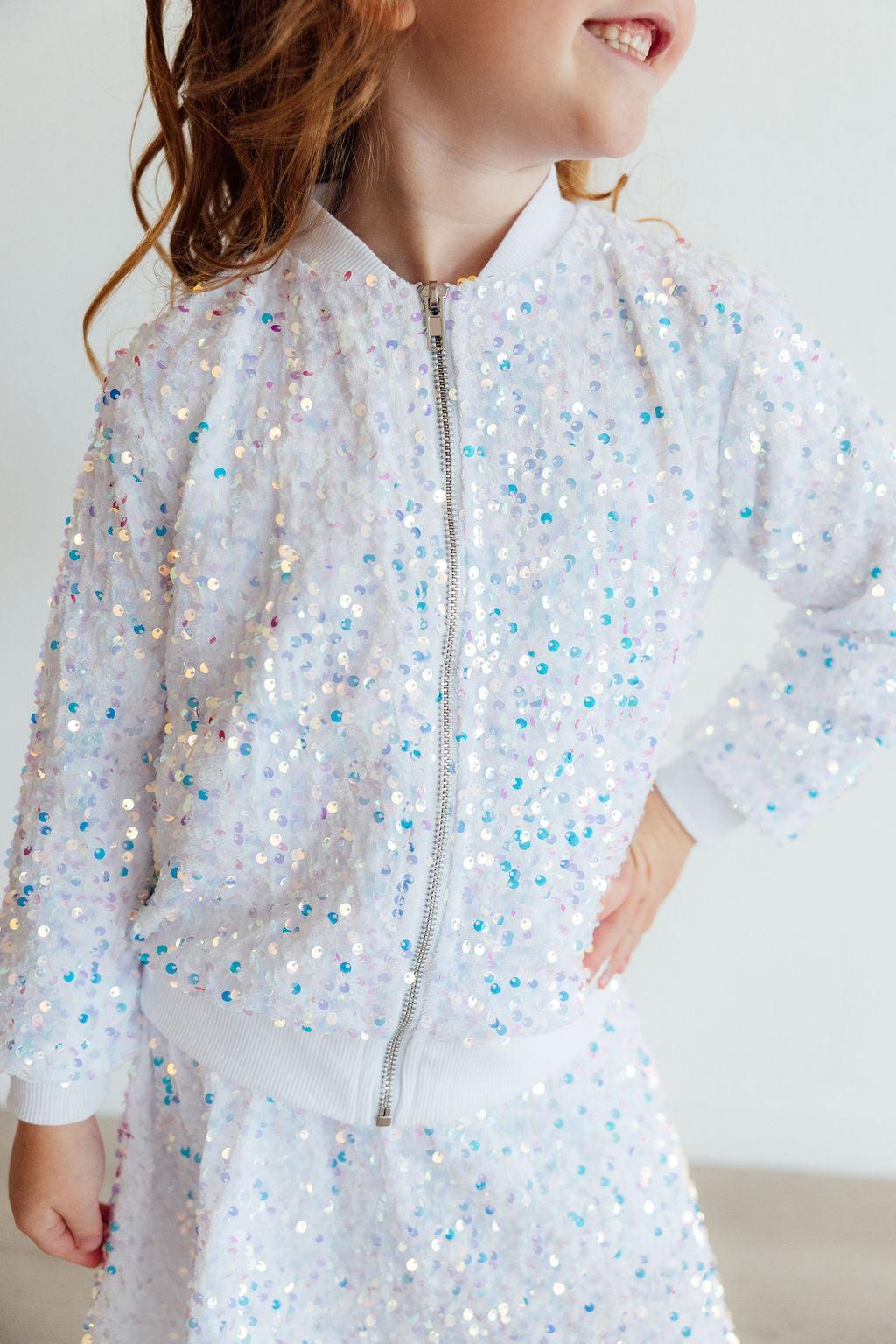 White Velvet Sequin Jacket - Bexa Boutique