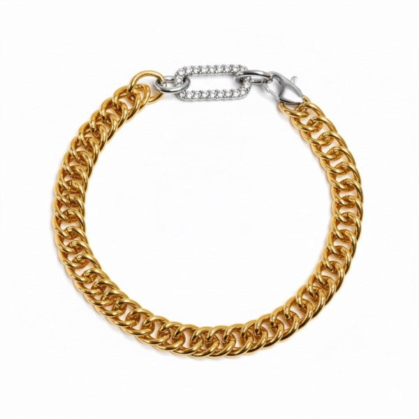 Dual Shine Pavé Link Chain Bracelet - As Shown - Bexa Boutique