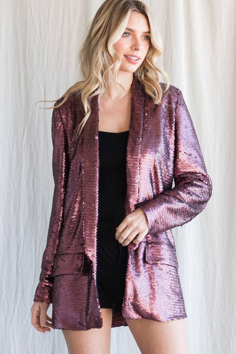 Sequin Shawl Lapel Blazer