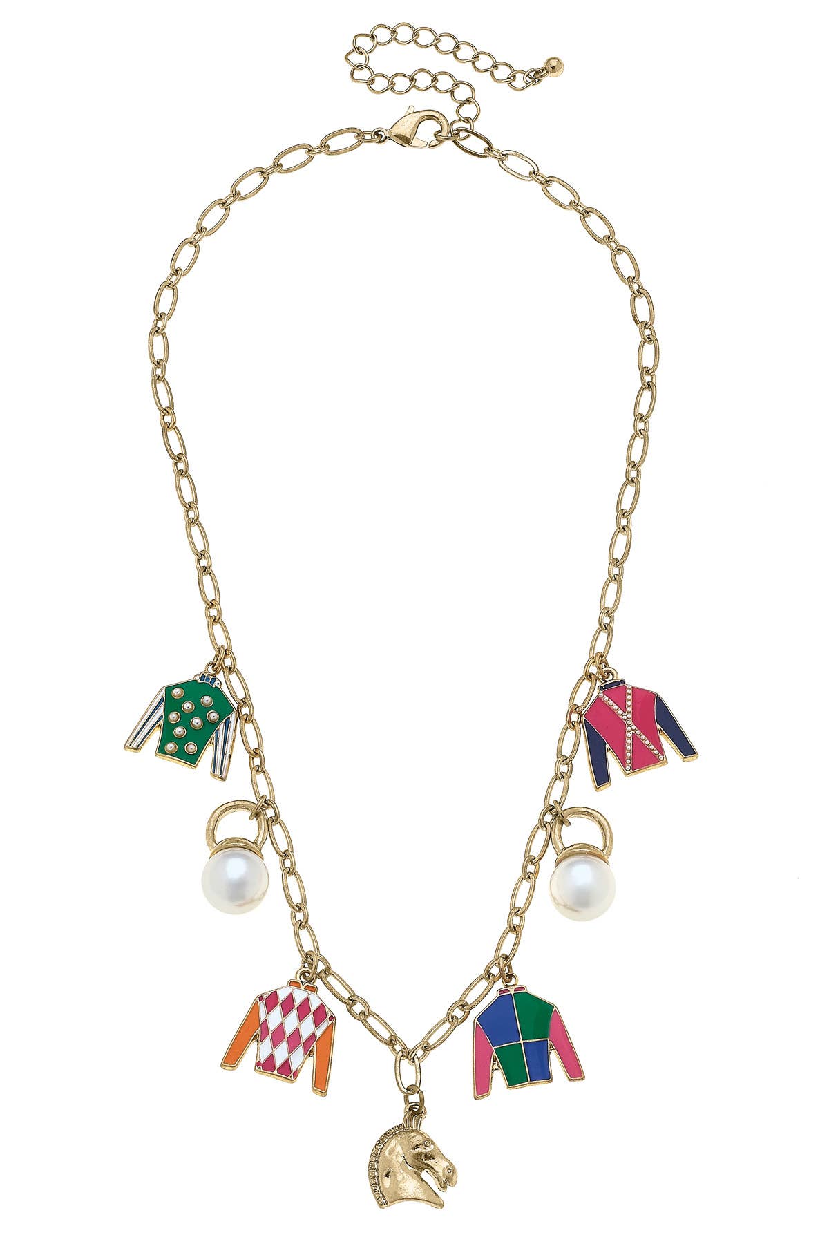 Derby Day Jockey Silk Enamel Charm Necklace in Multi - Bexa Boutique