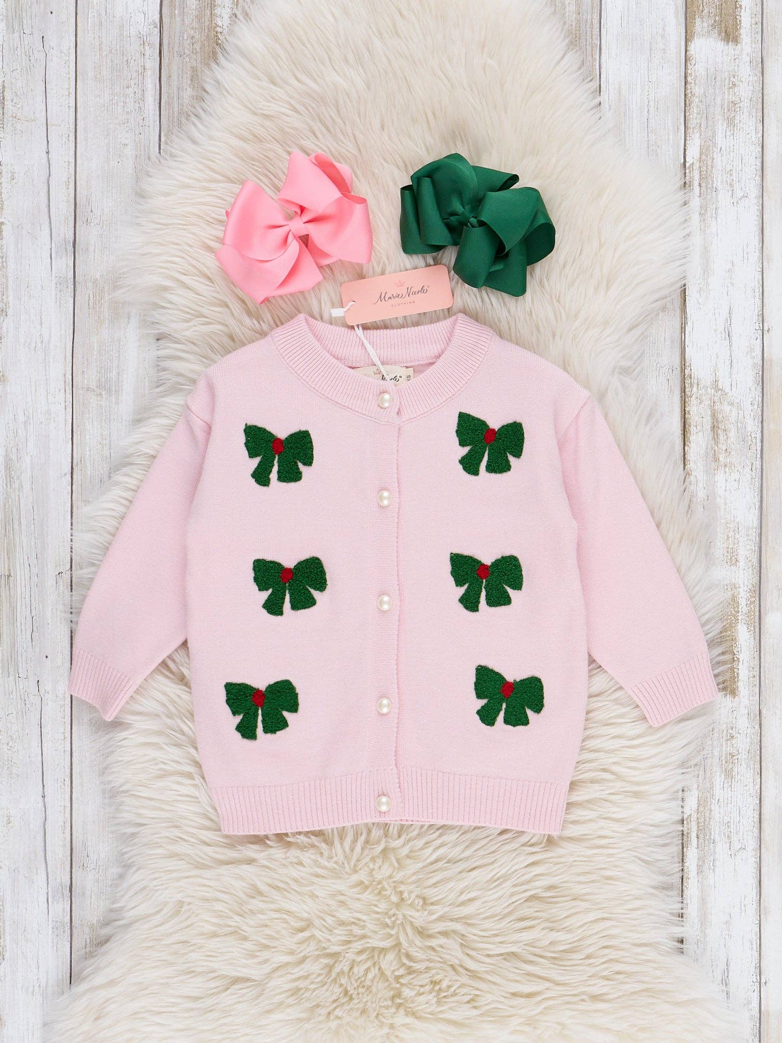 Holly Berry Bows Cardigan - Bexa Boutique