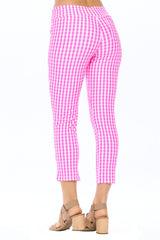 Claudia Cropped Legging in Pink Plaid - pink; navy - Bexa Boutique