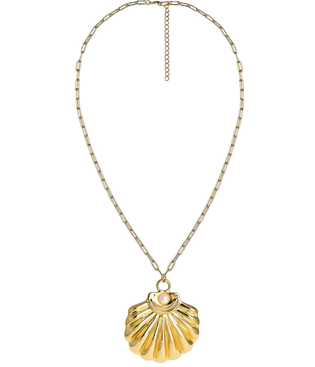 Ashley - Large Gold & Pearl Shell Charm Necklace - 18k Gold Plated - Bexa Boutique