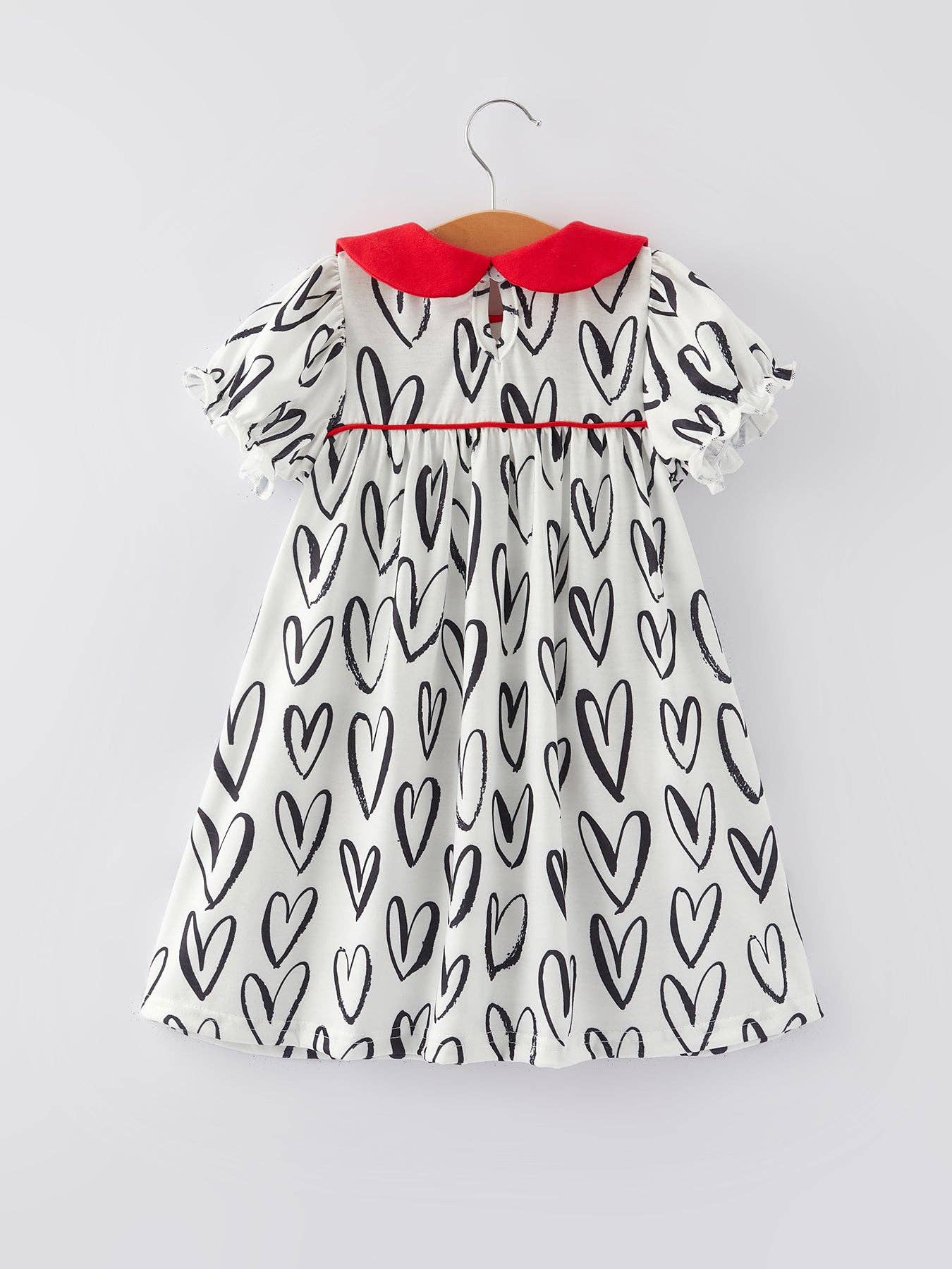 Valentine's Day Heart Print Bow Girls Dress with Pocket - Bexa Boutique