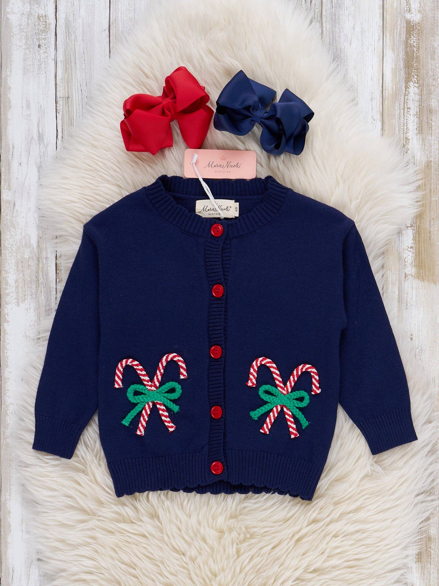 Candy Cane Munchers Embroidered Cardigan - Bexa Boutique