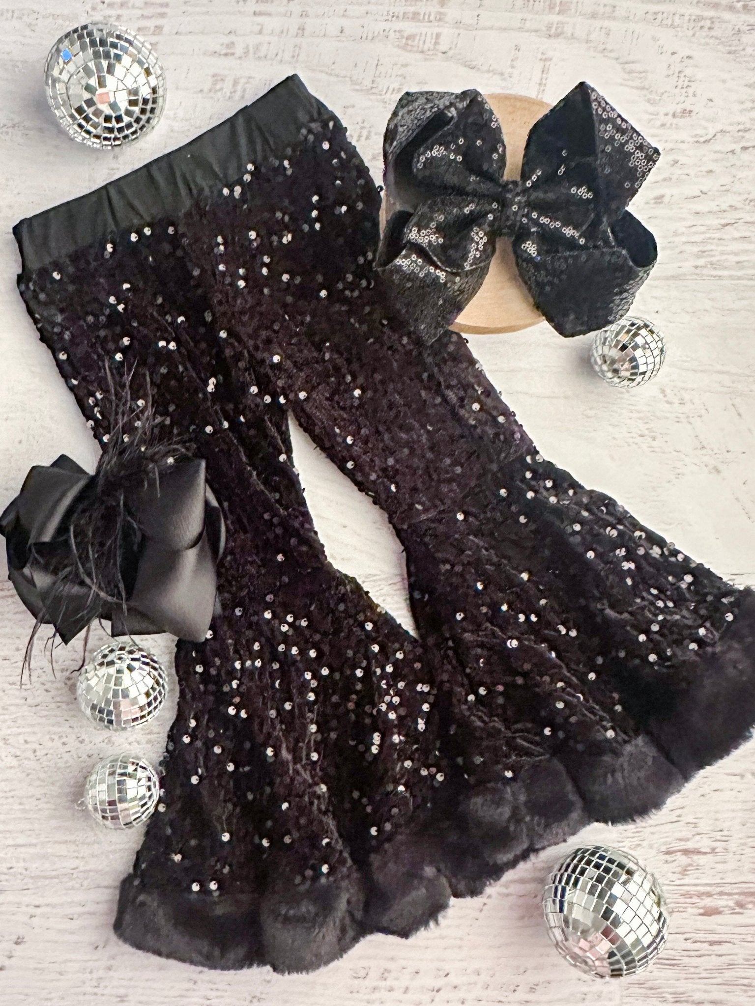 Black Sequin Bell Bottoms - Bexa Boutique