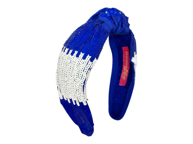 Headband Knot - Blue and White Color Block - Bexa Boutique