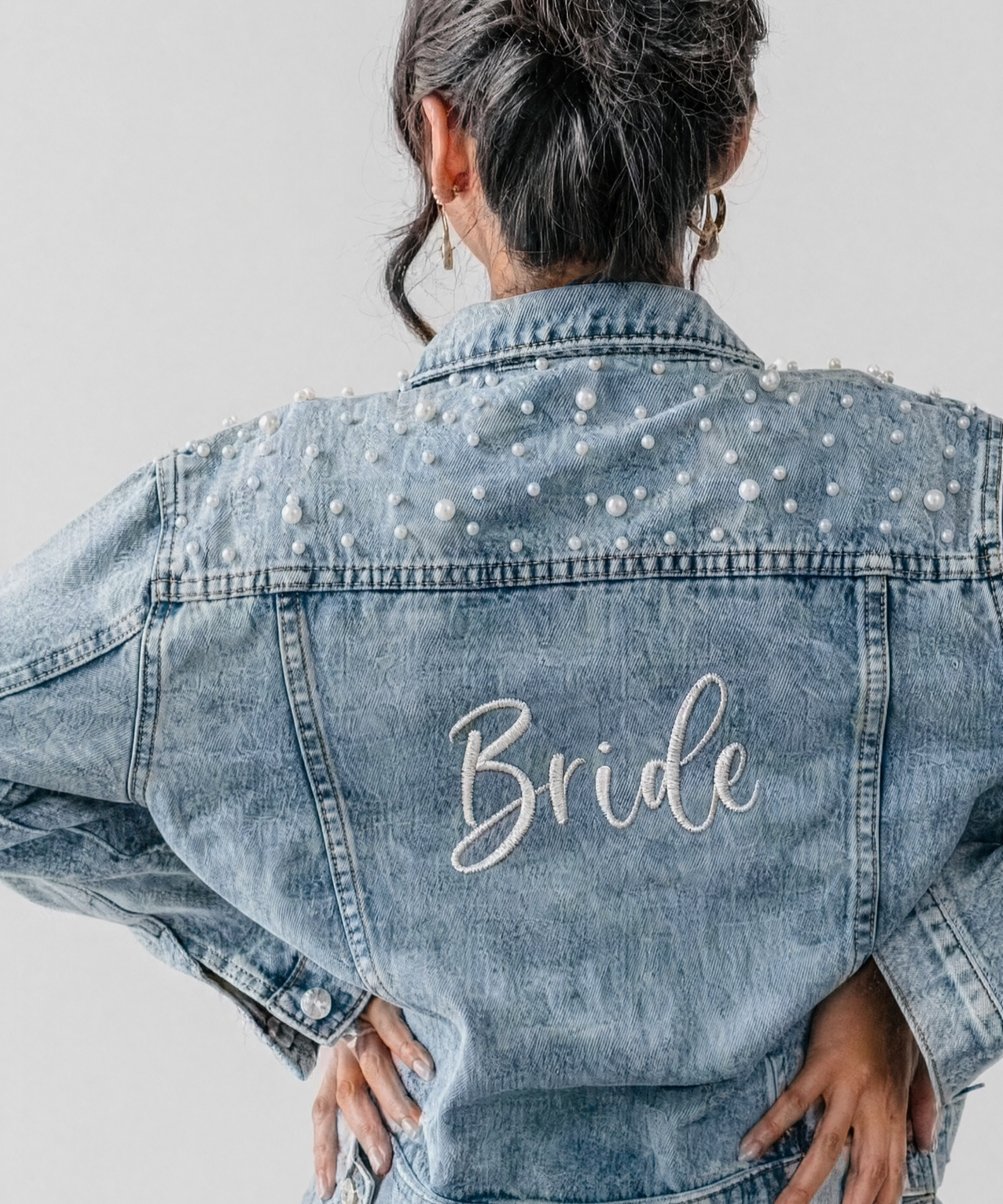 Embroidered Denim Jacket - Bride - Bexa Boutique