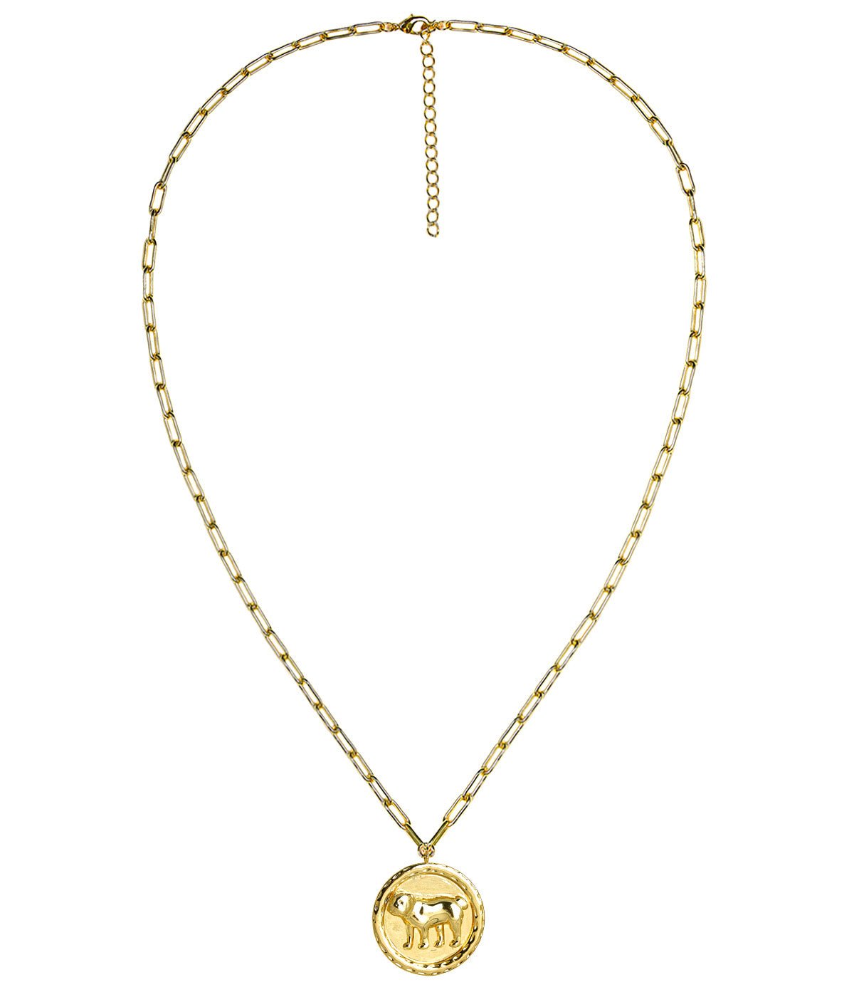 Bulldog 3D Disc Coin Necklace - 18k Gold Plated - Bexa Boutique