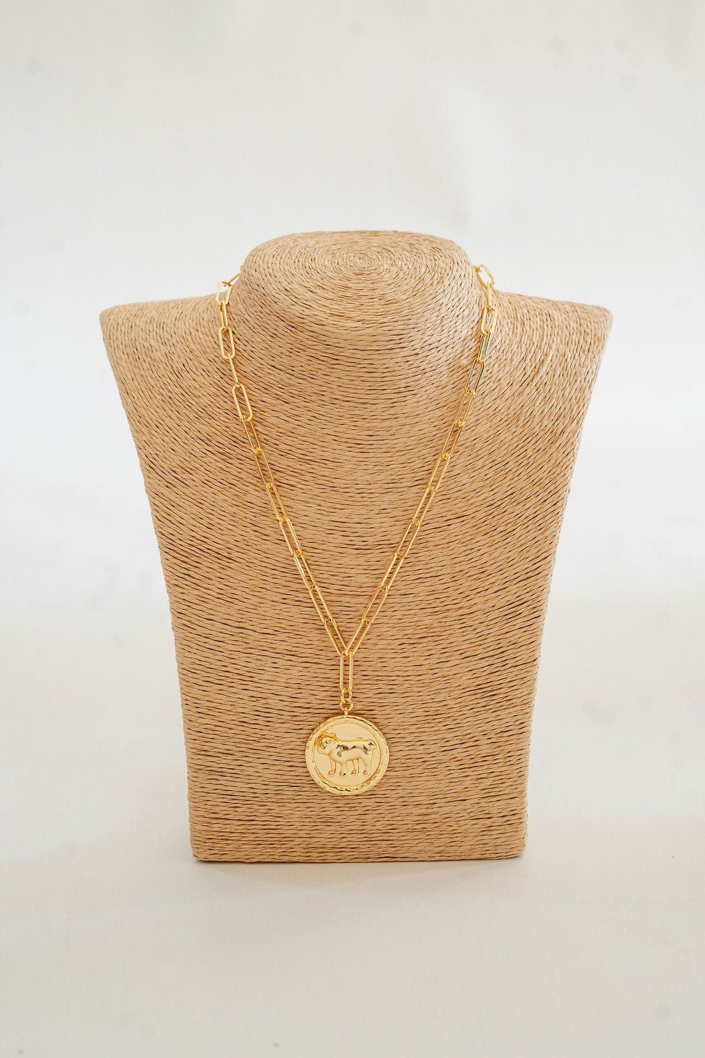 Bulldog 3D Disc Coin Necklace - 18k Gold Plated - Bexa Boutique