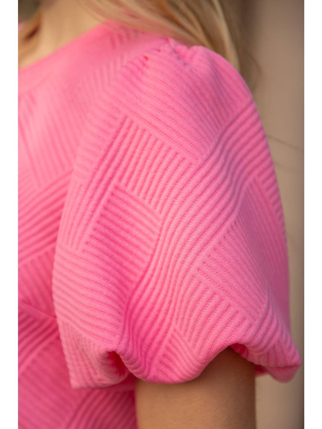 Bubble Short Sleeve Textured Knit Top
