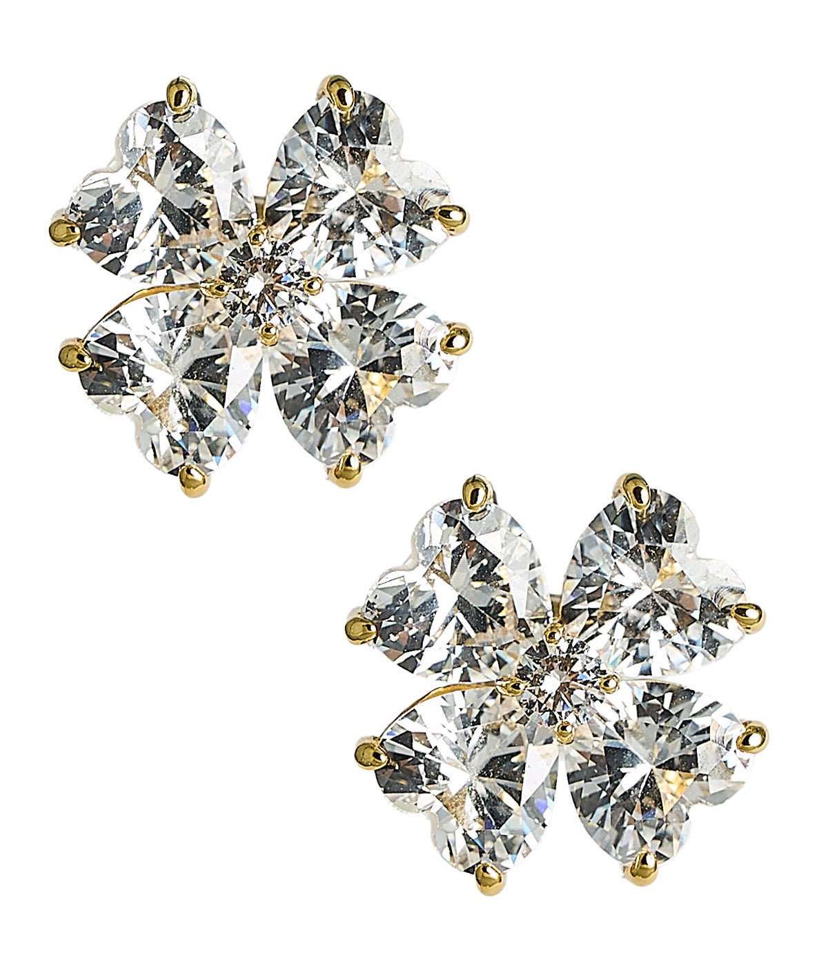 Catherine - Clover Stone Stud Earring - 18k Gold Plated-Darby Clark Collection - Rhinestone- Gold - Bexa Boutique