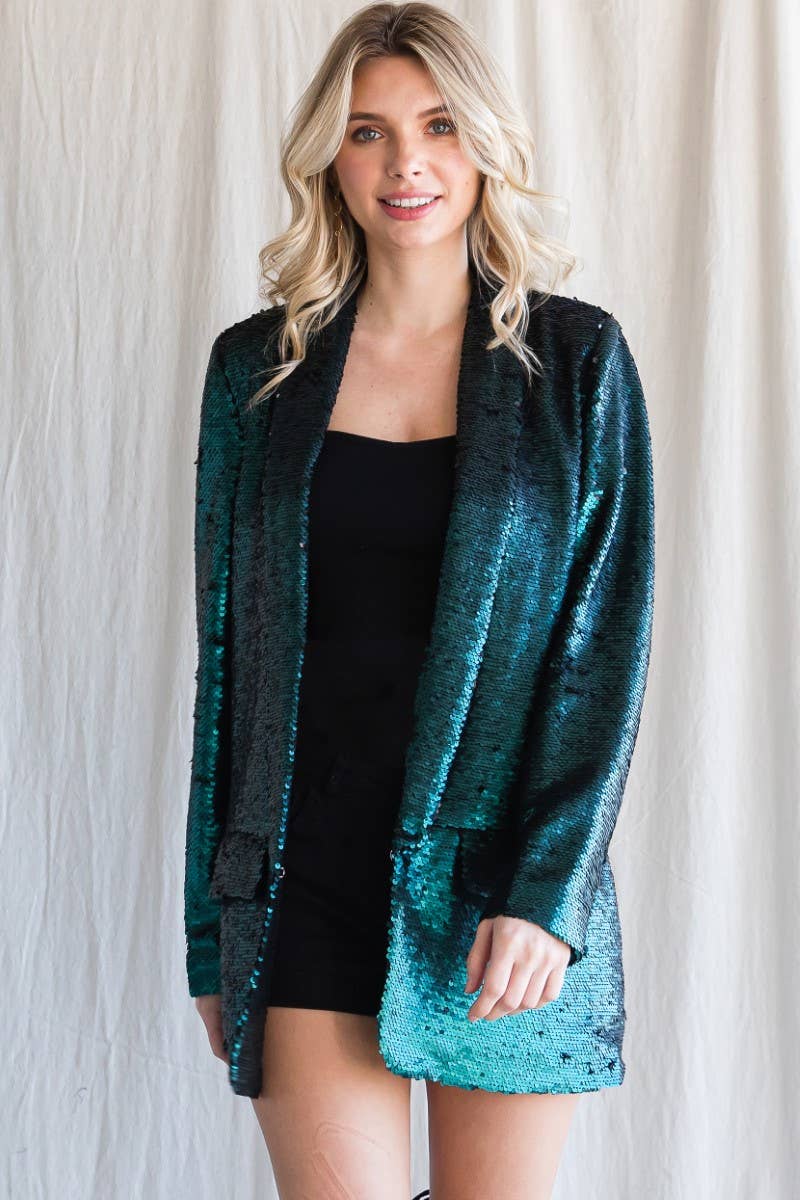 Sequin Shawl Lapel Blazer