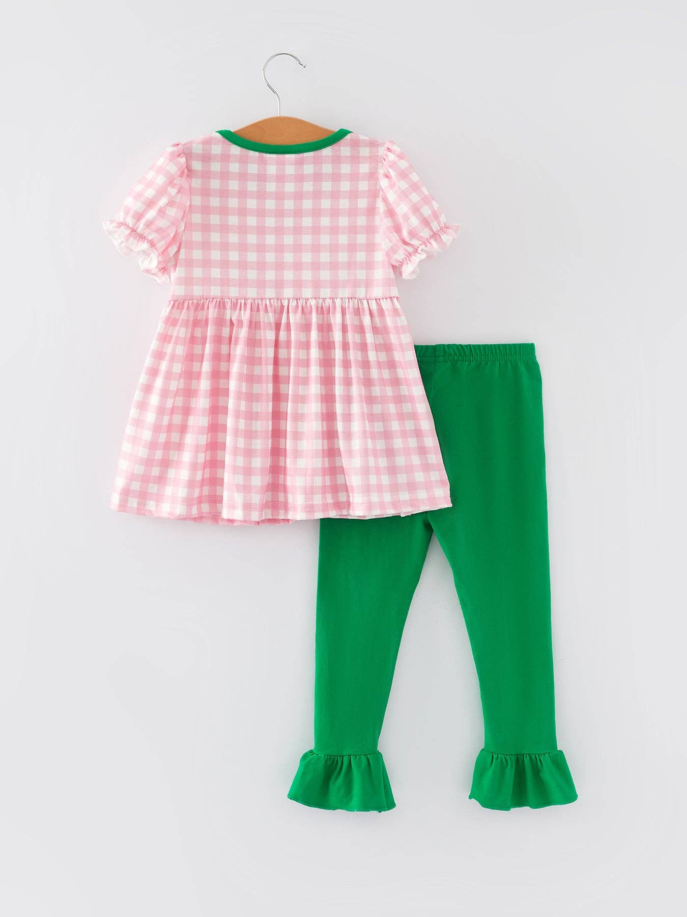 St. Patrick's Day Smocking 4-leaf Clover Plaid Bow Embroidered Set - Bexa Boutique