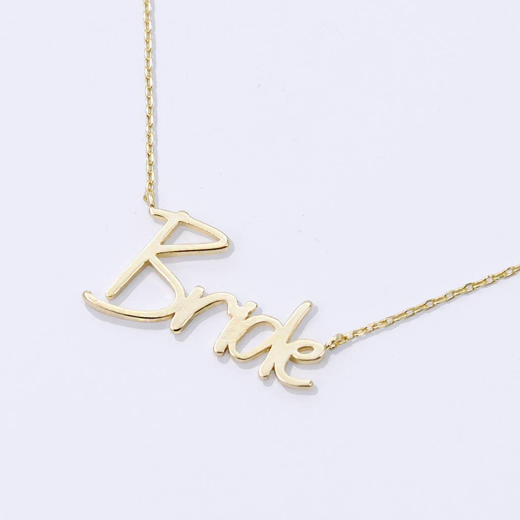BRIDE Handwritten Gold Dipped Necklace - GOLD - Bexa Boutique