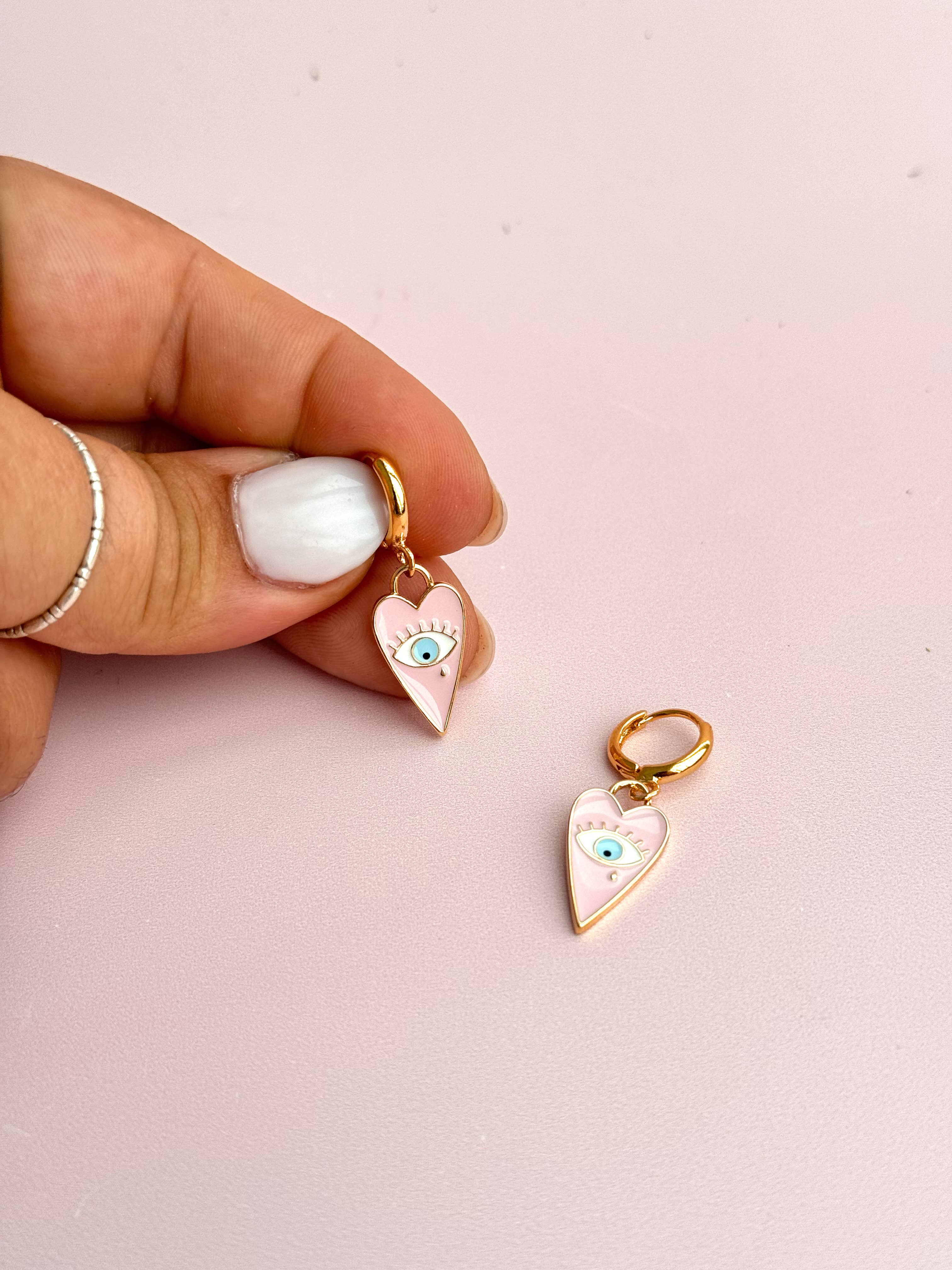 Pink Planchette Huggies - Bexa Boutique