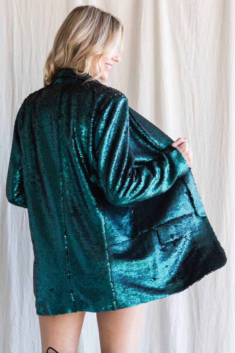 Sequin Shawl Lapel Blazer