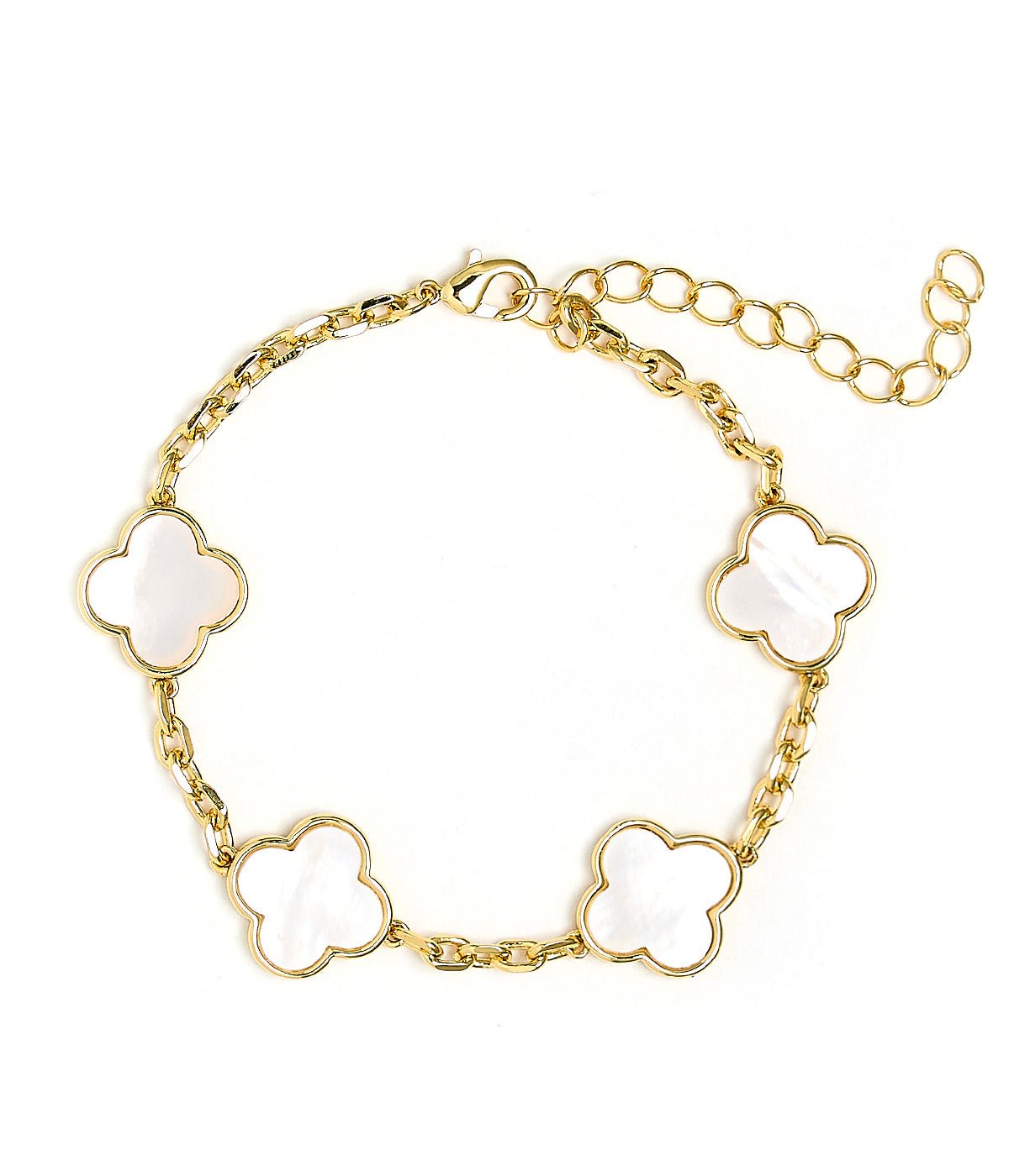 Elle- Mother of pearl Clover Adjustable Bracelet 18k Gold Plated-Darby Clark Collection - Bexa Boutique