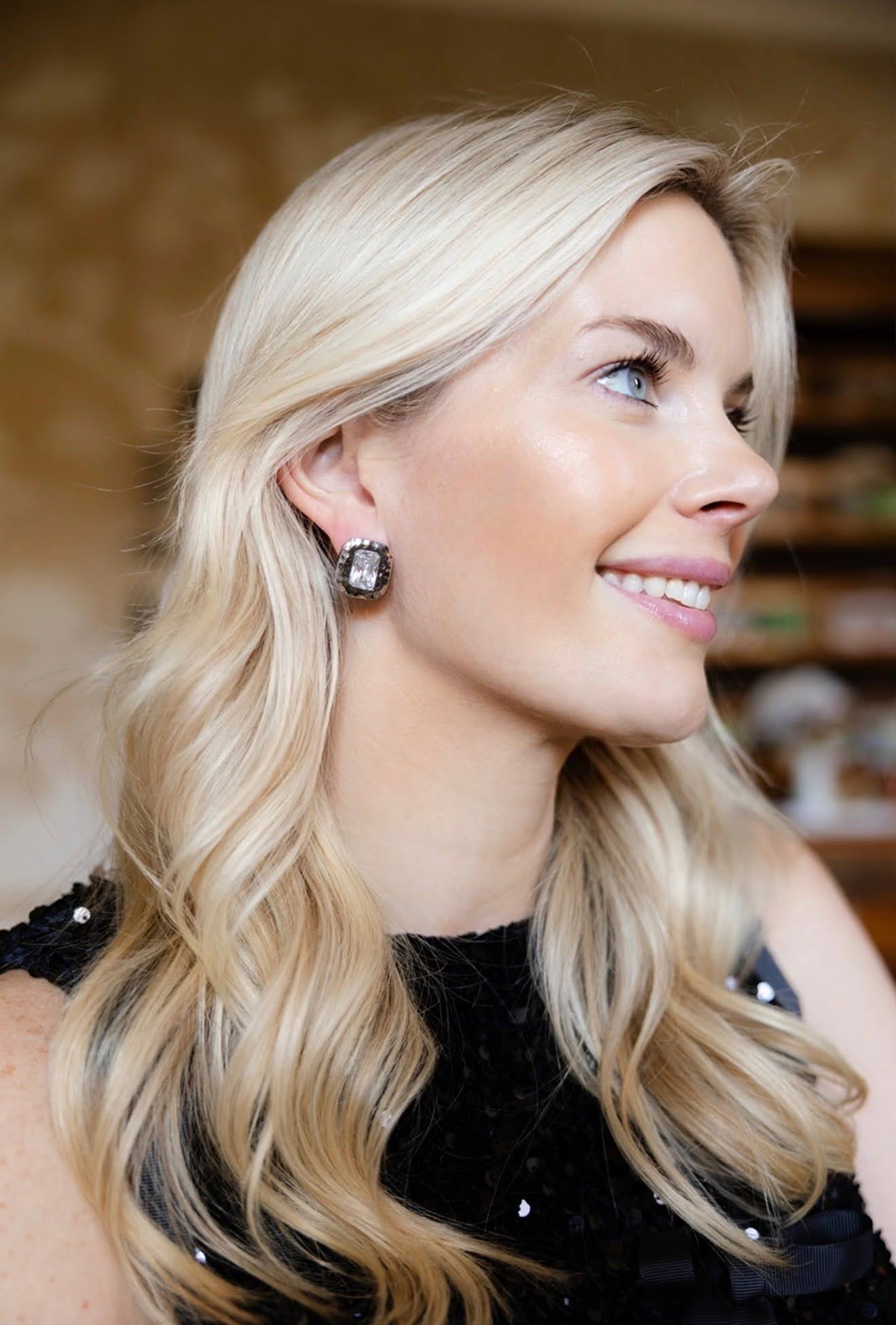 Emilia - Large Rectangle Textured Bezel Earring - 18k Gold Plated- Darby Clark Collection - Gold - Bexa Boutique