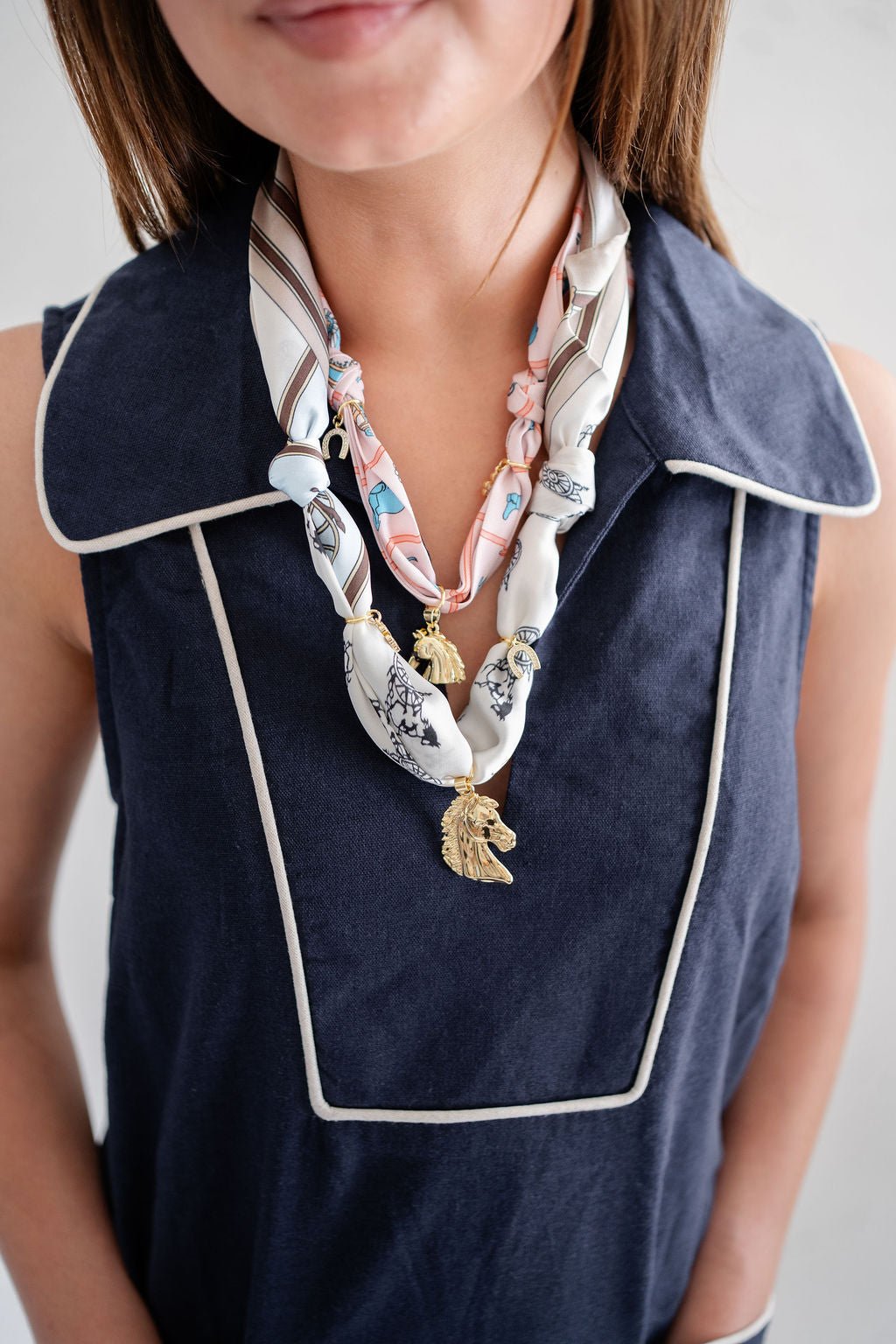 Equestrian -Derby and Winston - Scarf Necklace - Winston Horse - Bexa Boutique