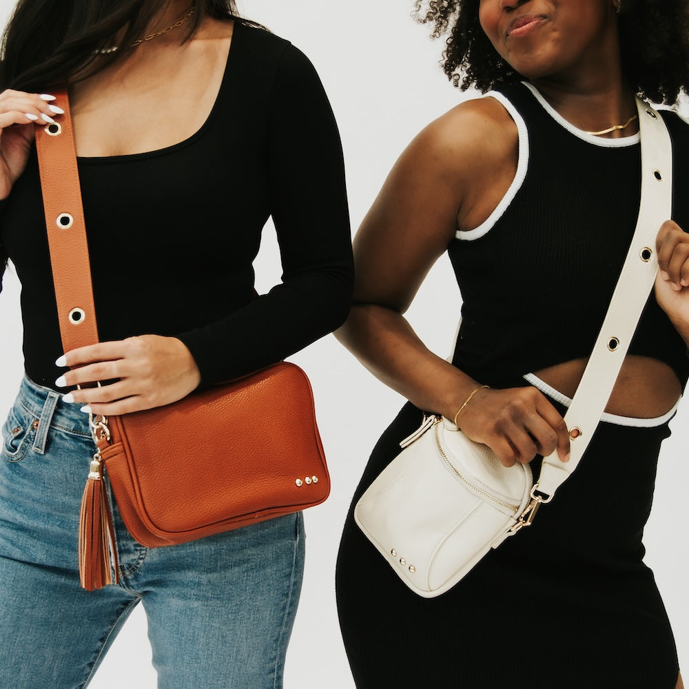 Evelynn Eyelet Vegan Leather Strap - Brown - Bexa Boutique