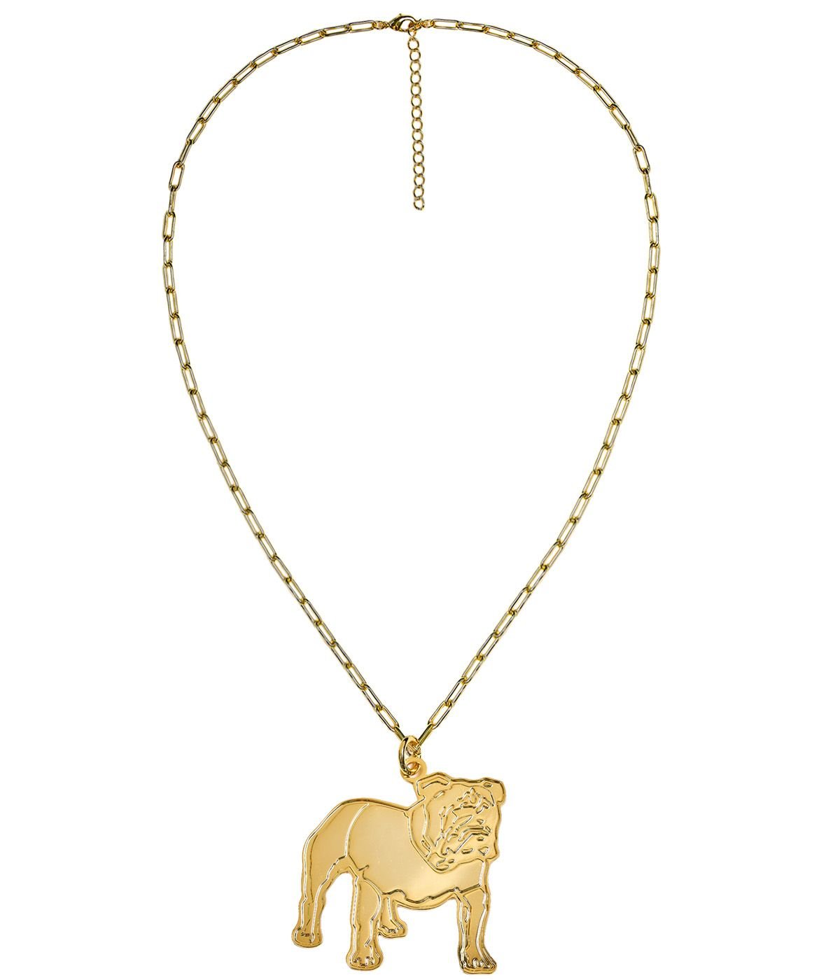 Extra Large Flat Bulldog Charm Necklace - 18k Gold Plated - Bexa Boutique