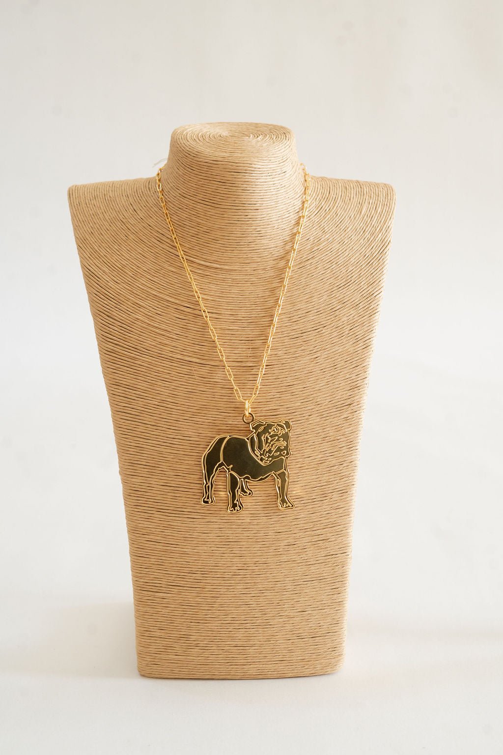 Extra Large Flat Bulldog Charm Necklace - 18k Gold Plated - Bexa Boutique