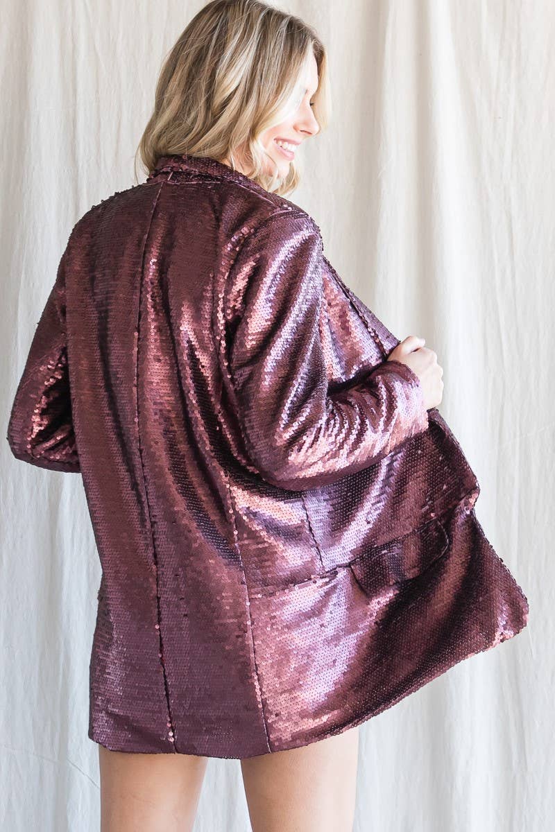 Sequin Shawl Lapel Blazer