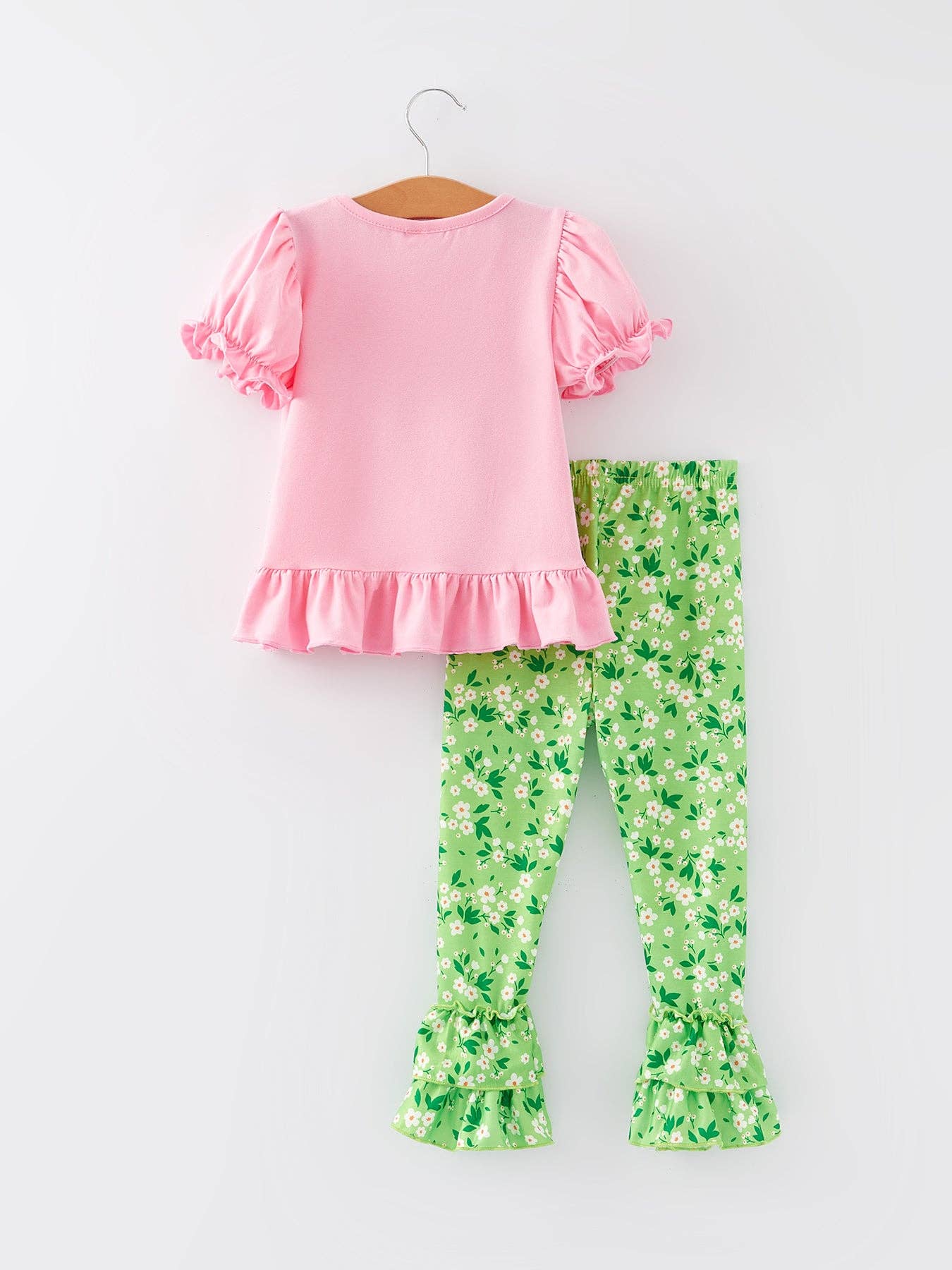 St. Patrick's Day Smocking Embroidered Pink Top+Pants Outfit Set - Bexa Boutique