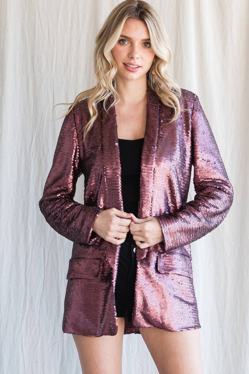 Sequin Shawl Lapel Blazer