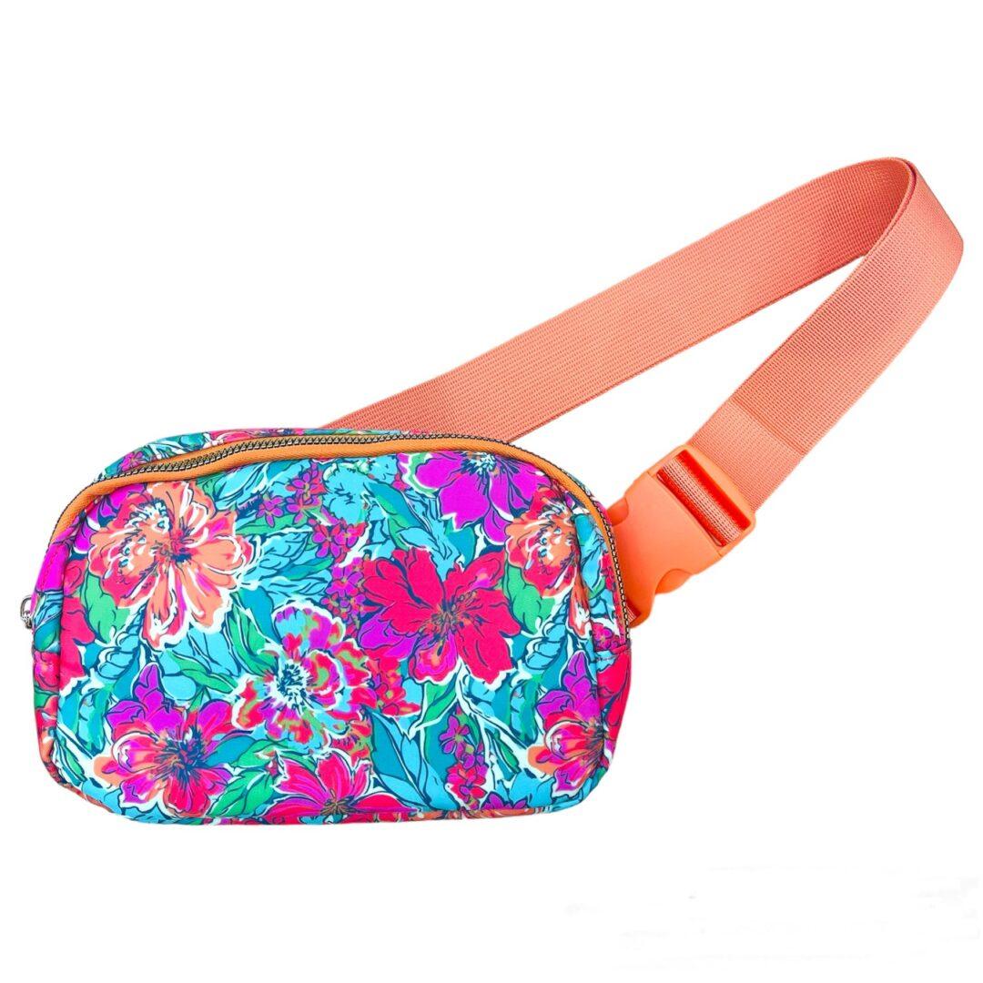 Orange Floral Belt Bag - pink - Bexa Boutique