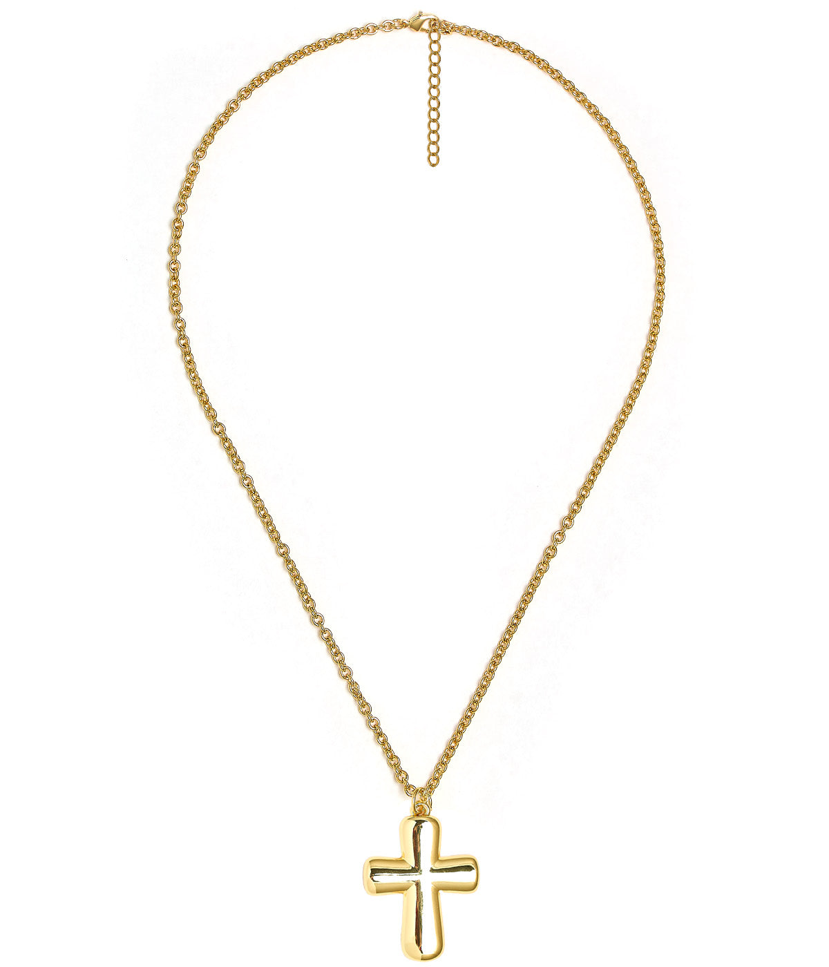 Puffy Cross Necklace with gold chain - 18k Plated Necklace - Bexa Boutique
