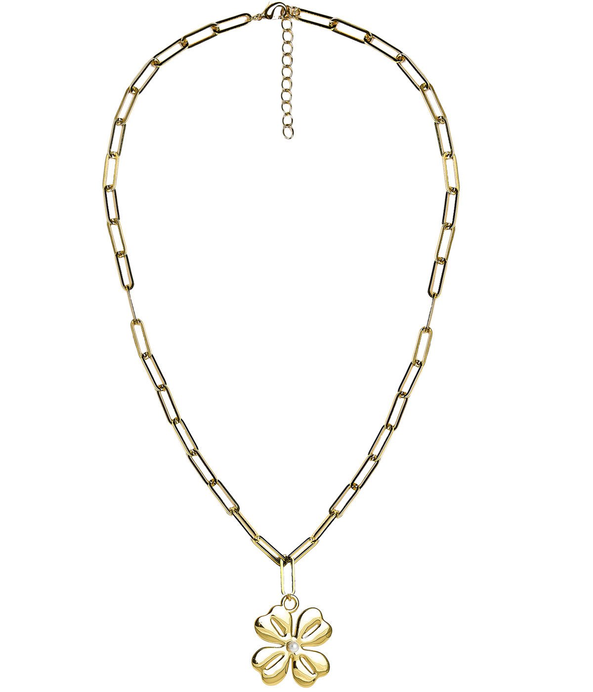 Grace Necklace - 18k Plated Paper Clip Chain-Kristin Kennedy Collection - Emerald - Bexa Boutique