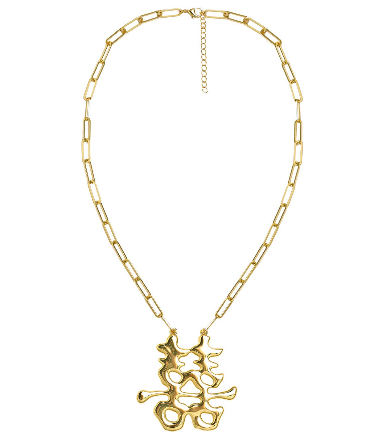 Happy Charm Necklace - Paper Clip Chain - 18k Plated - Bexa Boutique