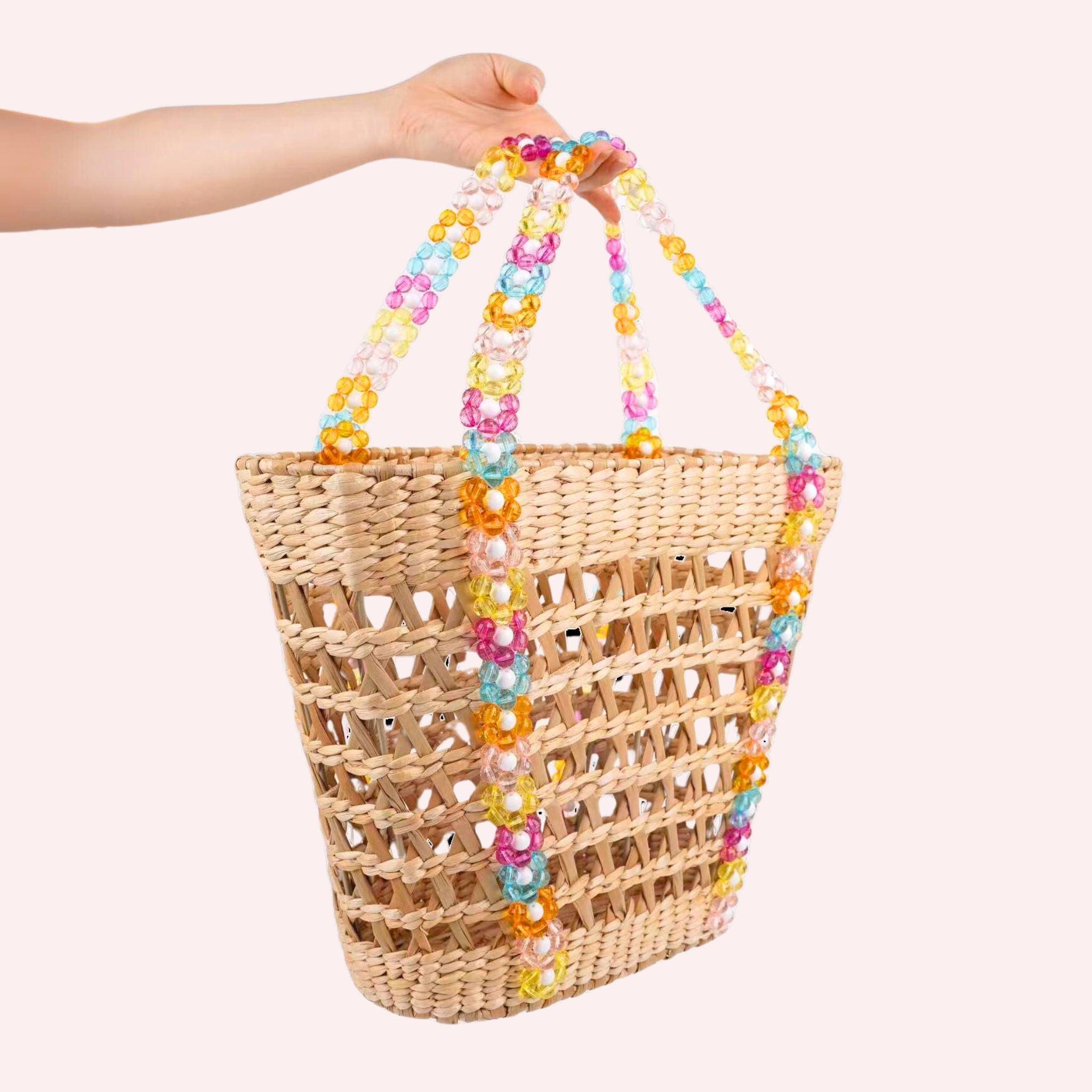 Beaded Beach Basket Tote - PRE ORDER